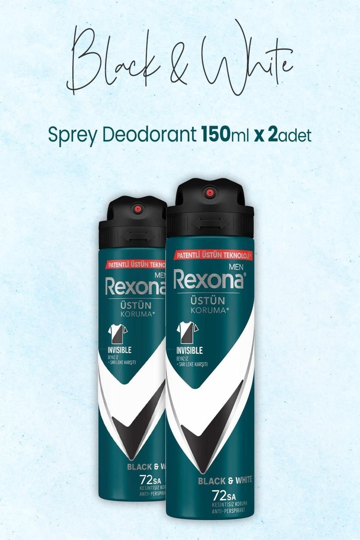 Rexona Men Sprey Deodorant Black White 150 ml x 2 Adet