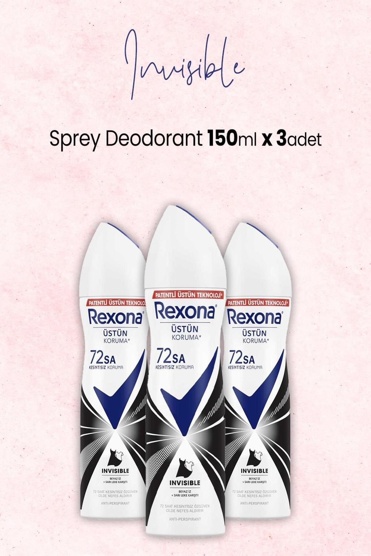 Rexona Kadın Sprey Deodorant Invisible 150 ml x 3 Adet