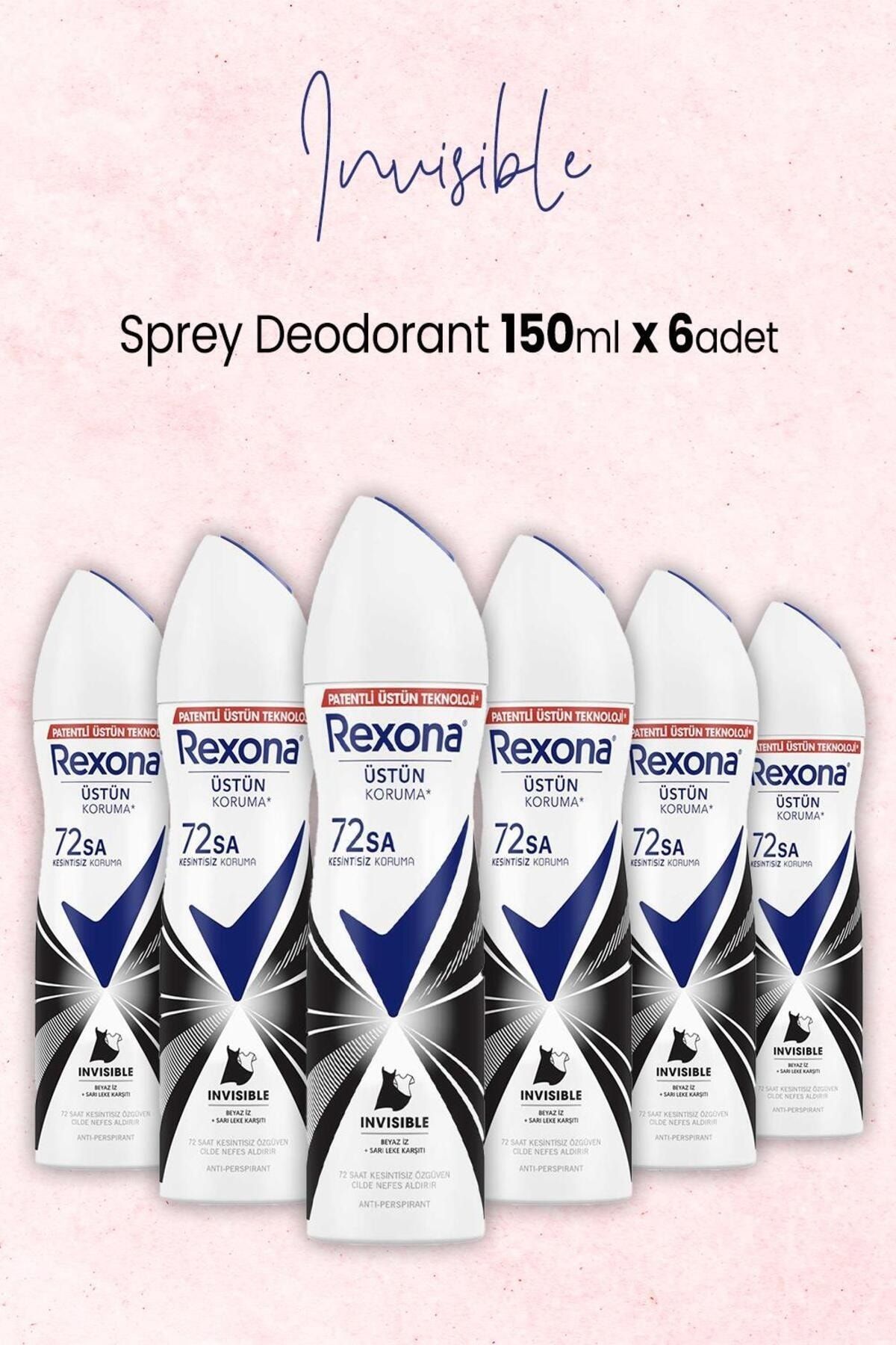 Rexona Kadın Sprey Deodorant Invisible 150 ml x 6 Adet