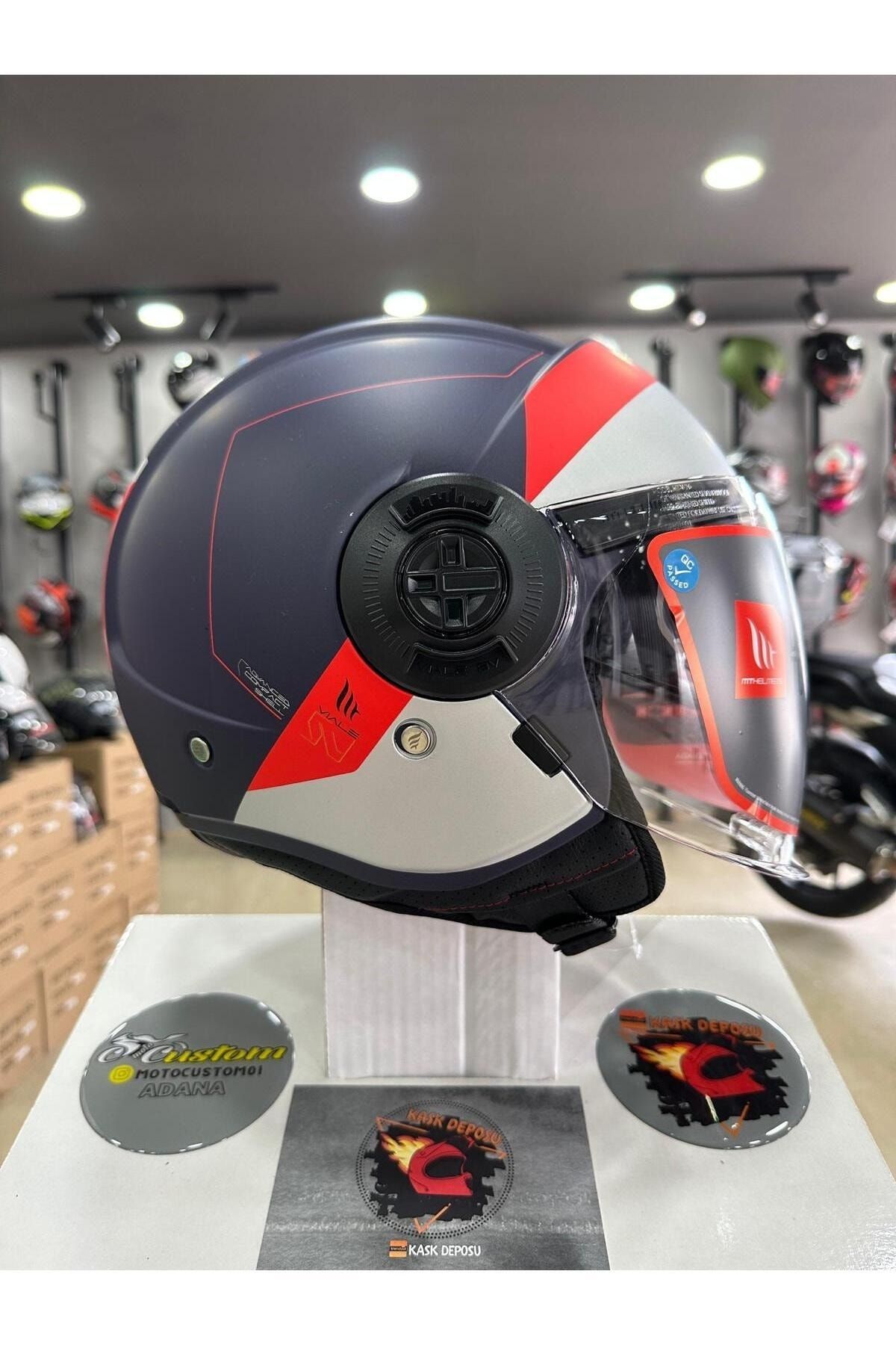 MT Helmets Viale SV 68 UNIT A5 Mat Mavi Gözlüklü Yarım Motosiklet Kaskı