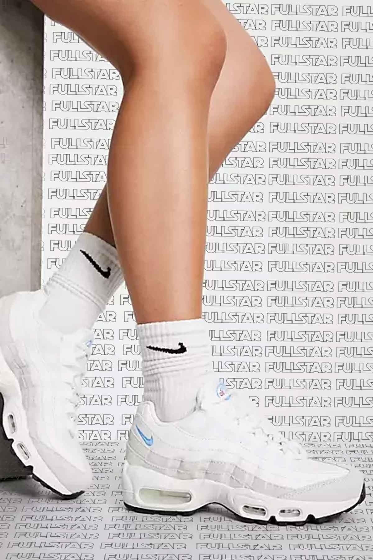 Nike Air Max 95 Leather Sneaker Unisex Hakiki Deri Günlük Spor Ayakkbı Beyaz Yükseklik 5cm