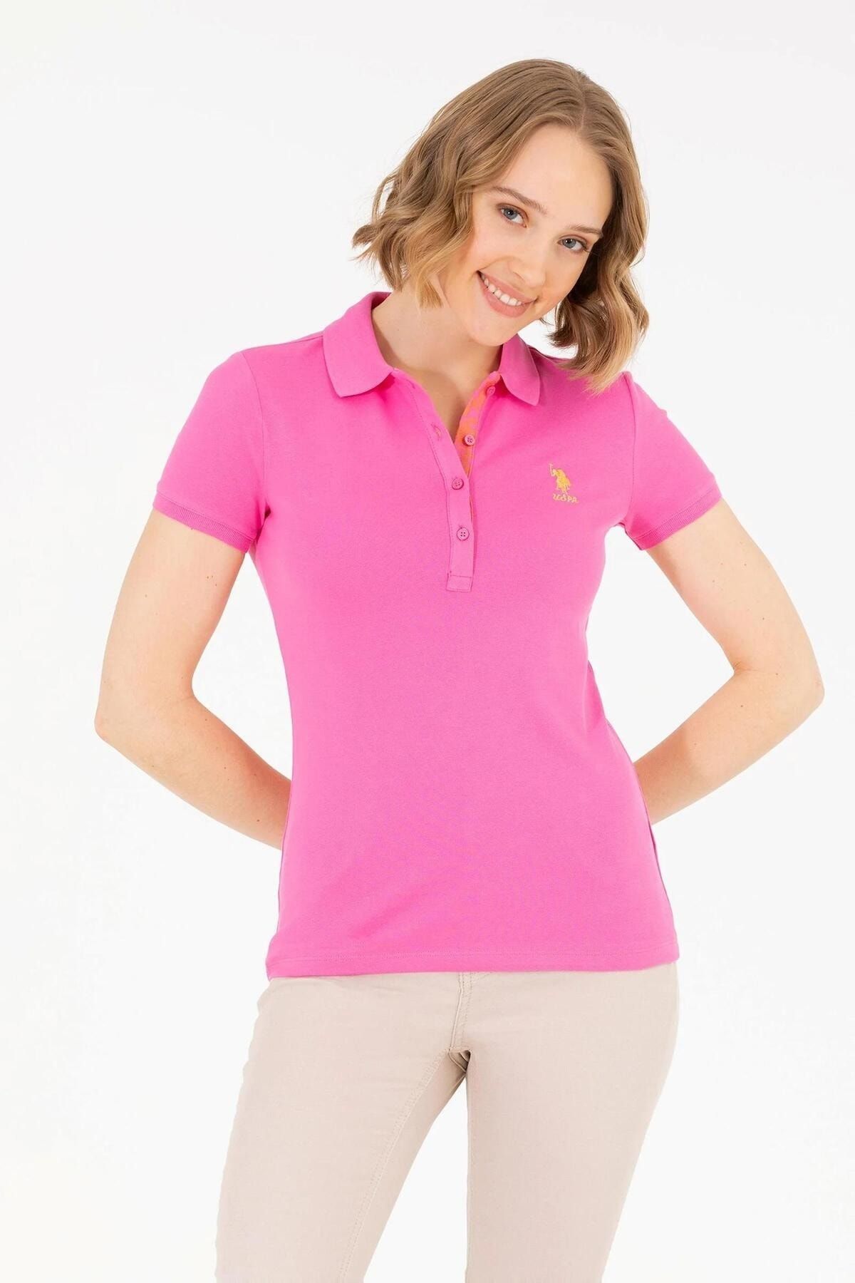 U.S. Polo Assn. Kadın Pembe Basic Polo Yaka Tişört