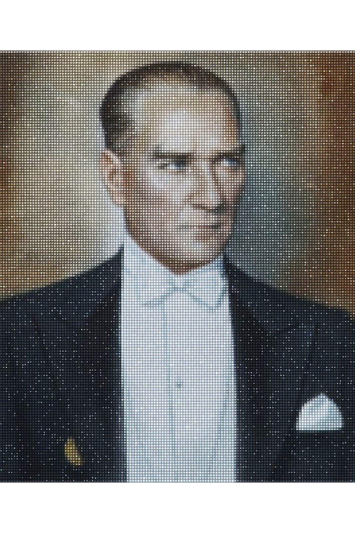 MAXİ M. K. Atatürk - Diamond Painting, Elmaslı Goblen, Mozaik Tablo, Elmas, Boncuk, Taş Işleme 40 X 50cm