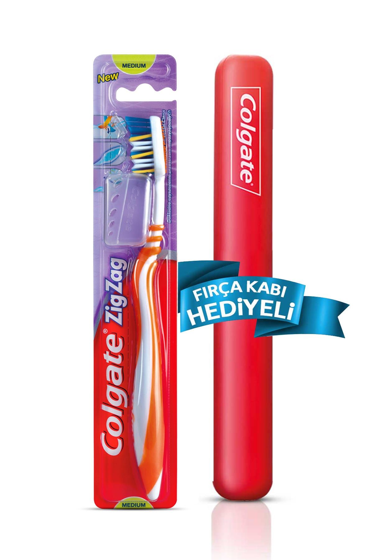 Colgate Zig Zag Diş Fırçası Orta + Fırça Kabı Hediyeli