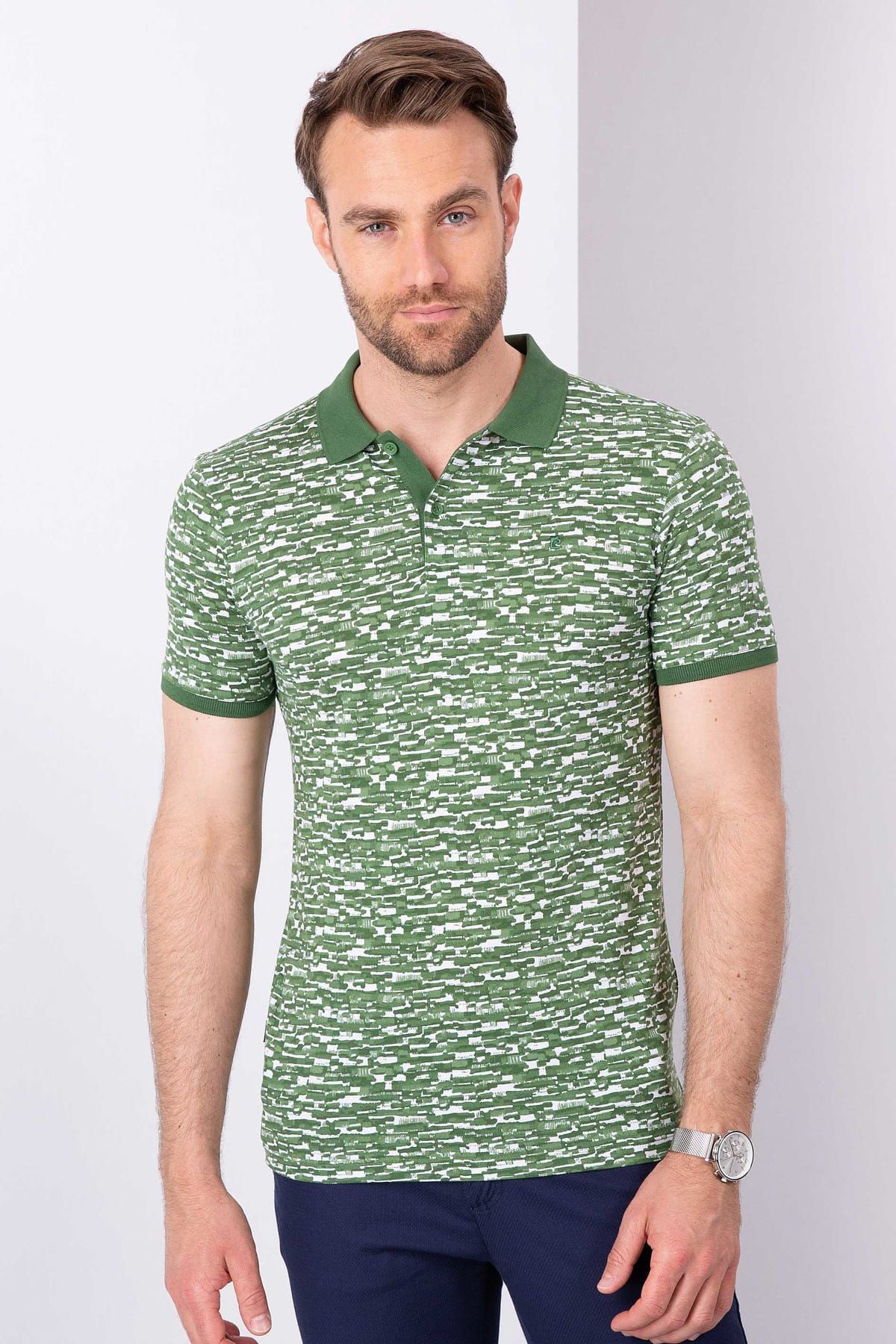 Pierre Cardin Yeşil Slim Fit Polo Yaka T-Shirt