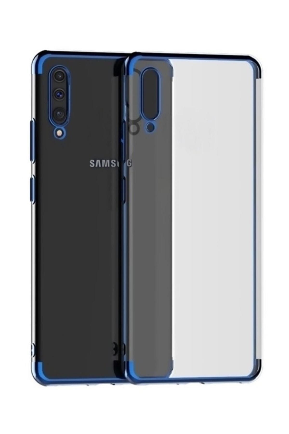 KNY Samsung Galaxy A50 Kılıf 4 Köşe Renkli Şeffaf Laser Silikon+Nano Cam Ekran Koruyucu