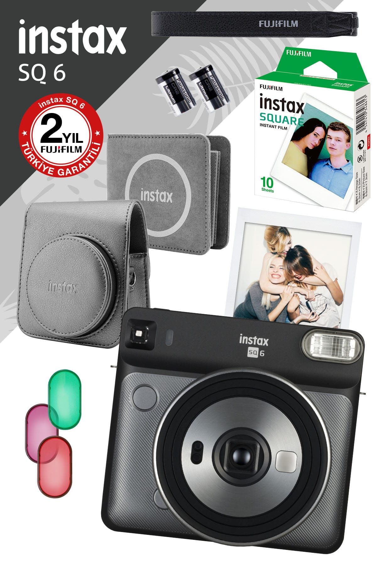 Fujifilm Instax SQ 6 Gri Fotoğraf Makinesi ve Hediye Seti