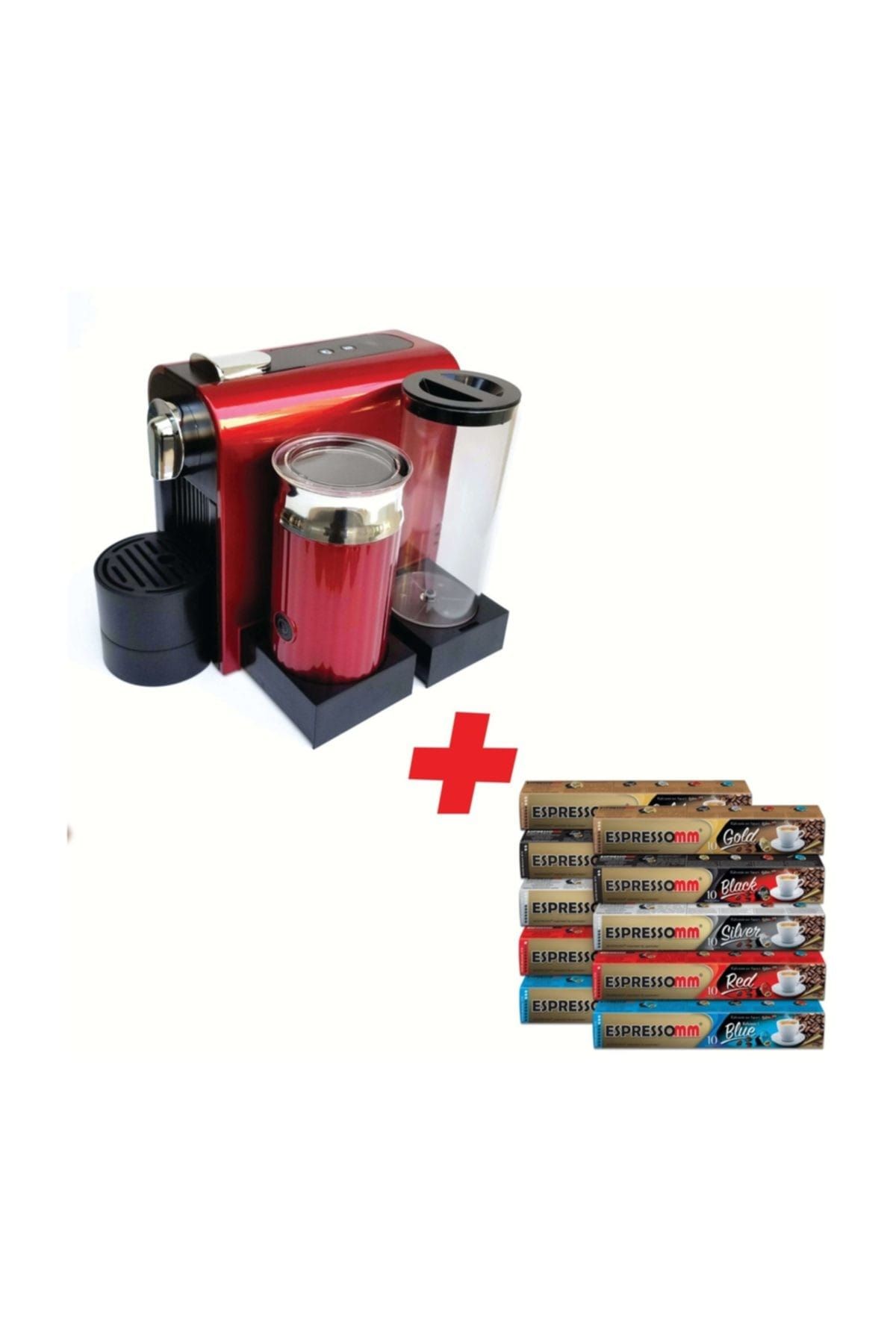 ESPRESSOMM Latte Kapsül Kahve Makinesi (Kırmızı) - Nespresso Uyumlu
