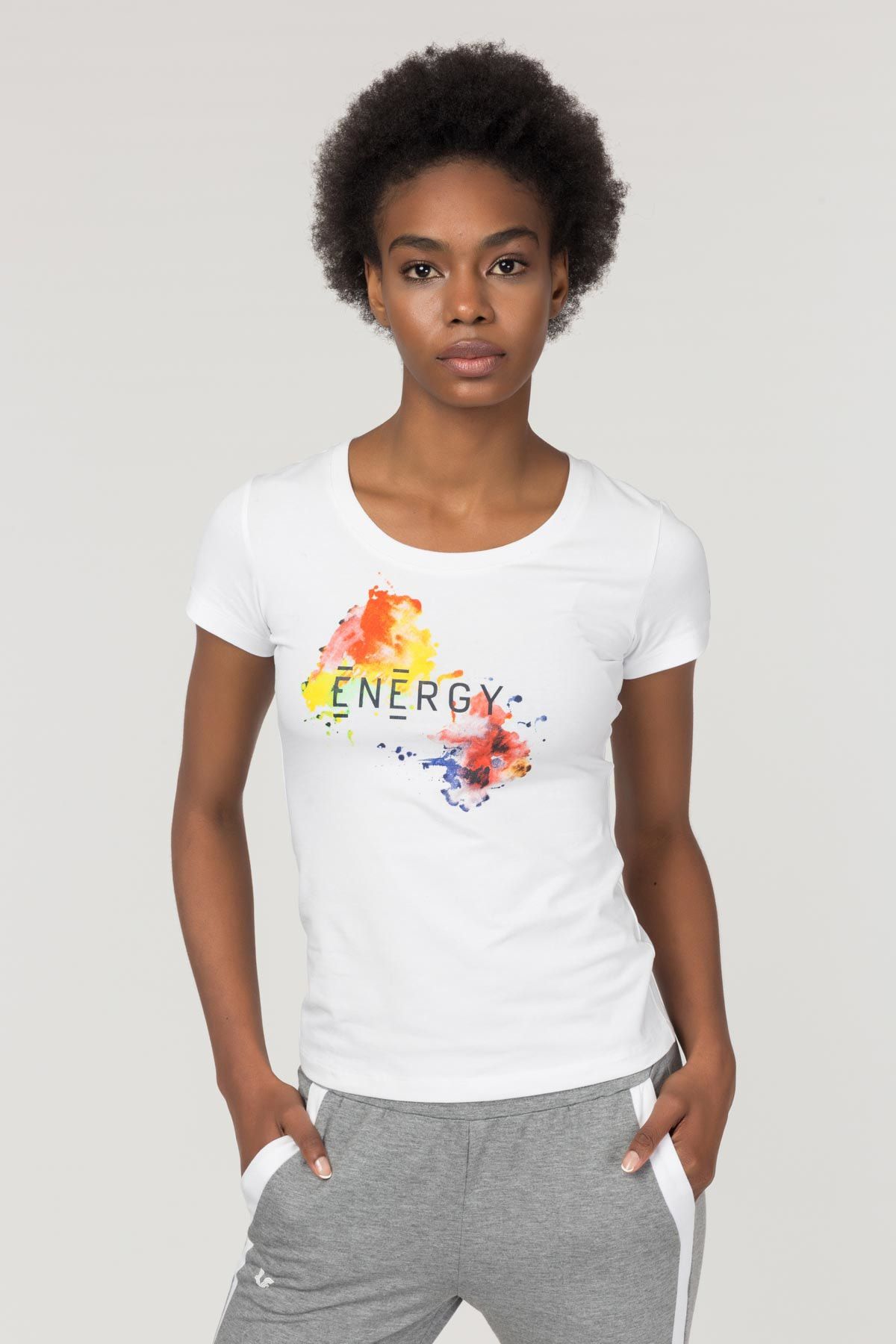 bilcee Beyaz Likralı Pamuklu Kadın T-Shirt FS-1140