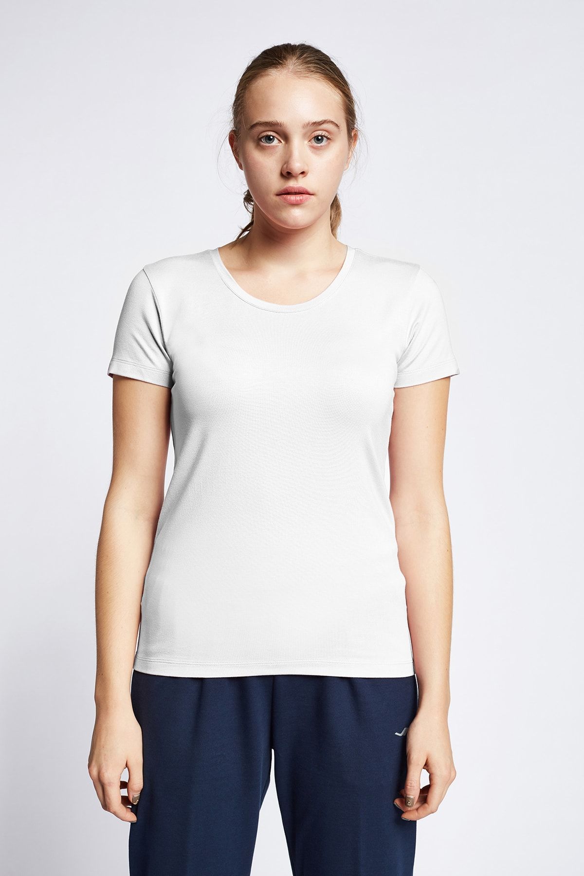 Lescon 19s-2205-19b Beyaz Kadın Kısa Kollu T-Shirt