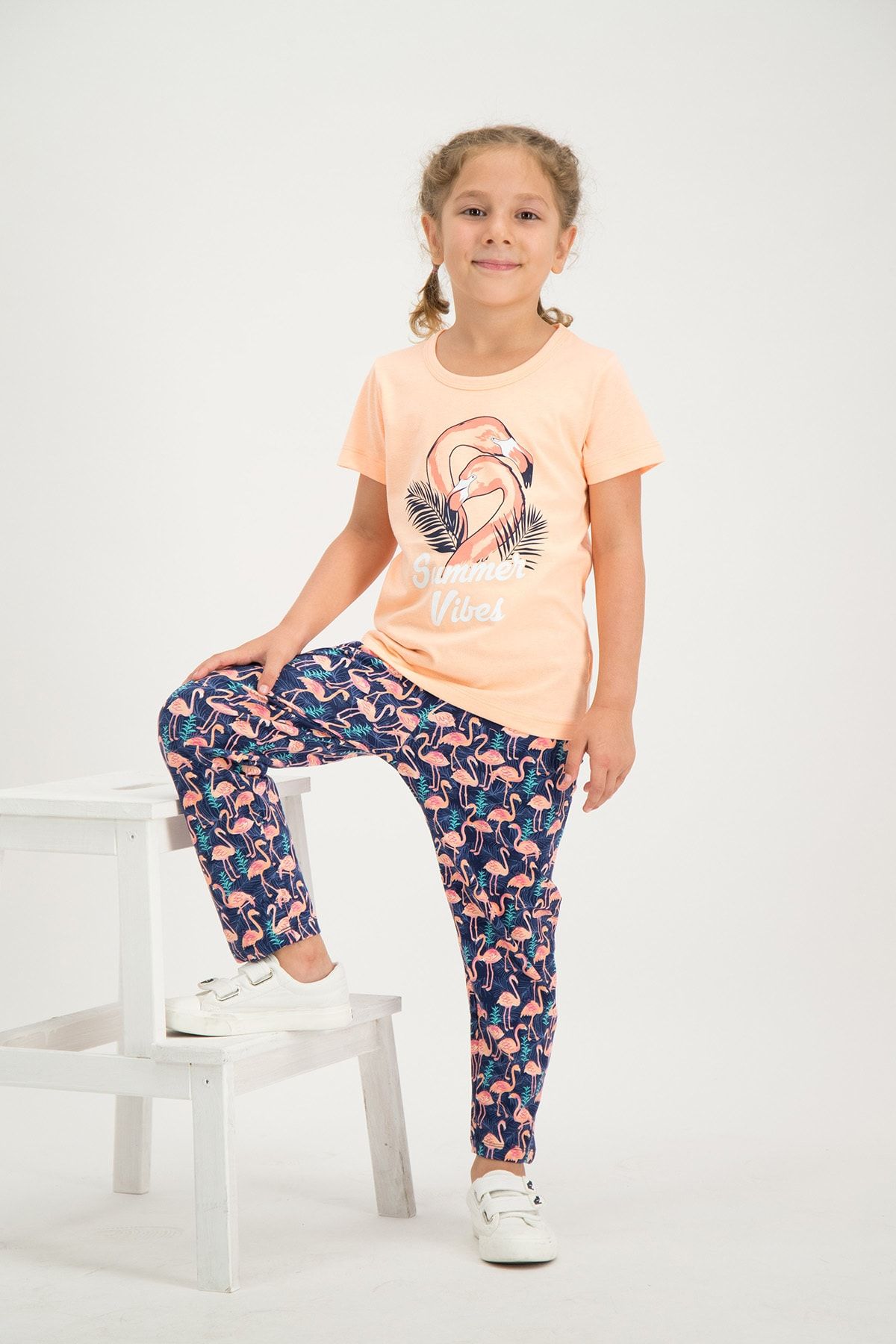 Rolypoly Kız Çocuk Pijama Takımı Oranj