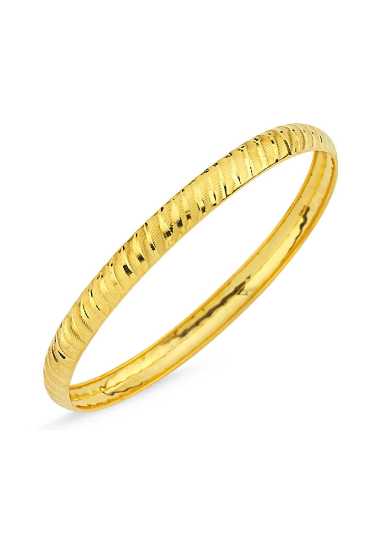 Sembol Gold Kadın Şarnel Altın Hediyelik Bilezik Yan Çizgili BLZ5620654 T8039
