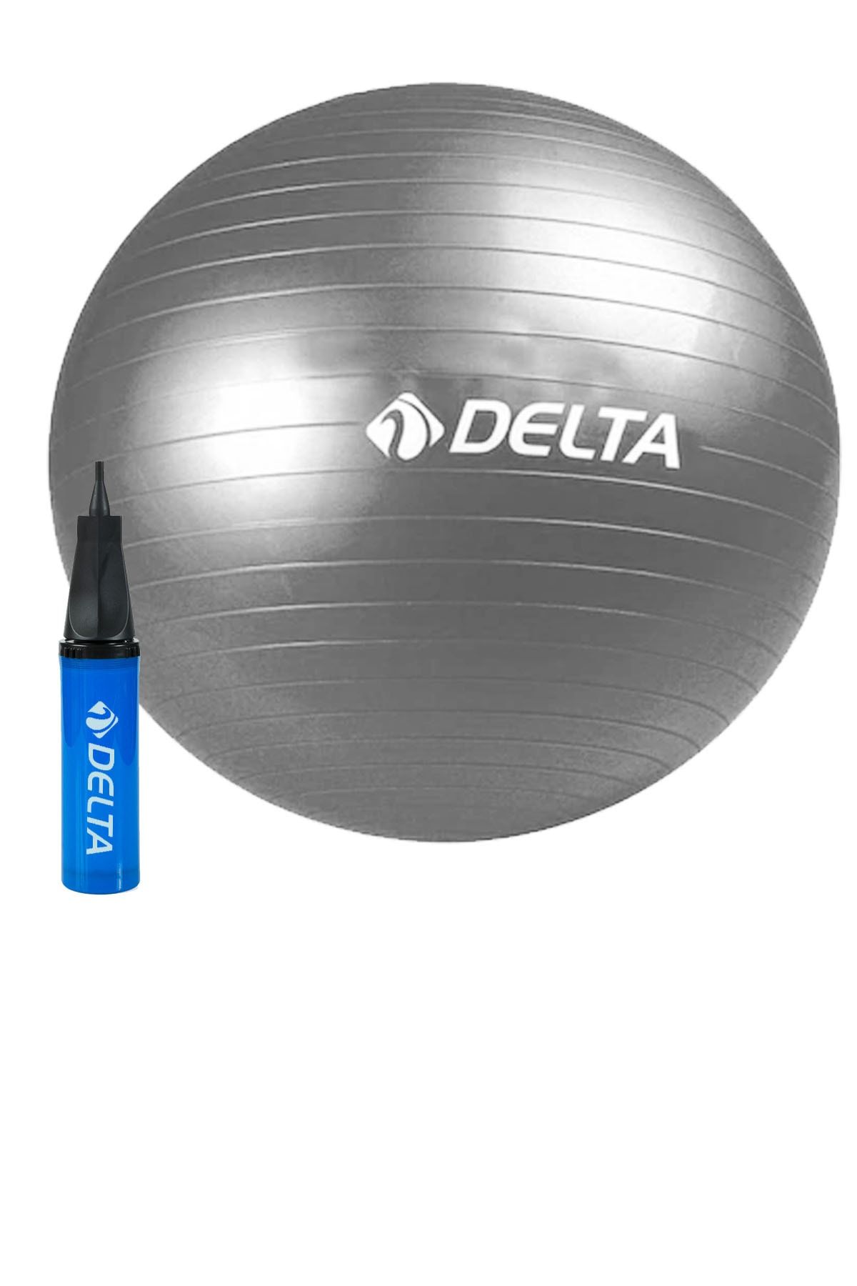 Delta 65 Cm Pilates Topu Şişirme Pompası Seti Egzersiz Topu 65Cm Plates Seti Gri