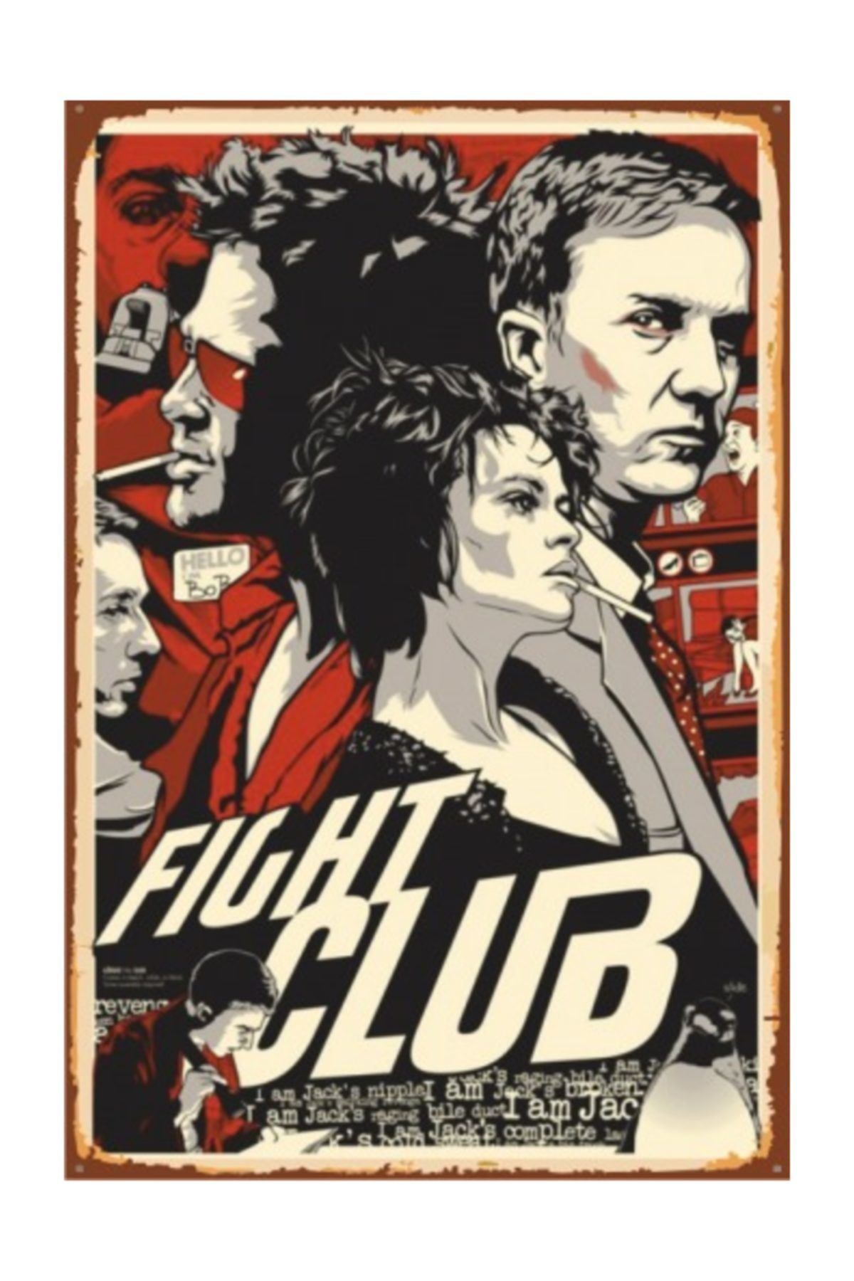 Hayat Poster Fight Club Dövüş Klübü Sinema Retro Vintage Ahşap Poster