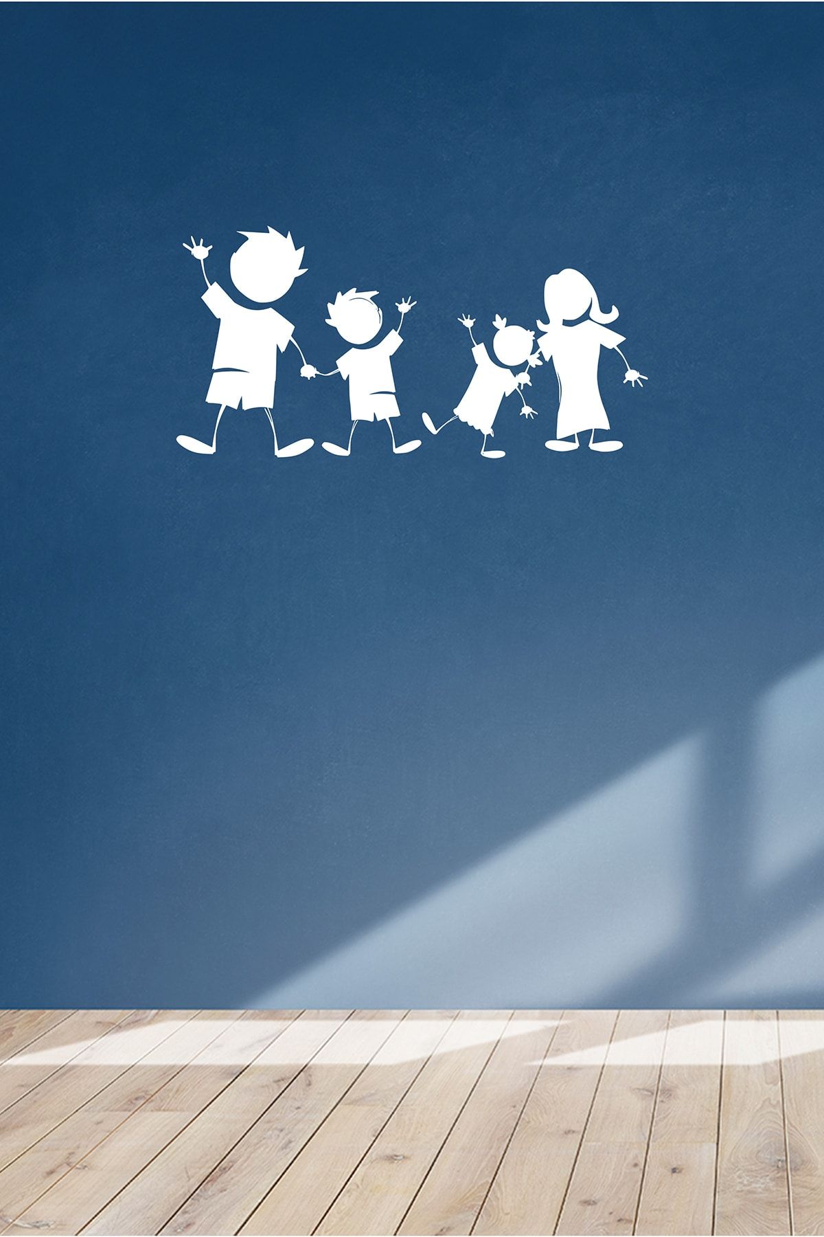 New Jargon Ele Ele Tutuşmuş Musmutlu Çocuklar 60x30 cm Duvar Sticker - Beyaz