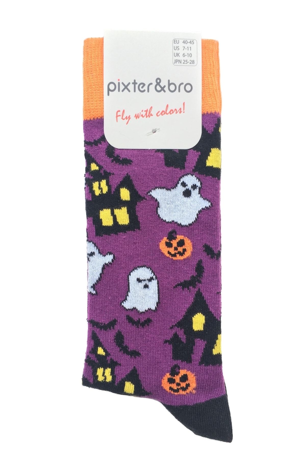 Pixter Bro Ghost Halloween Tekli Soket Mor Erkek Çorap