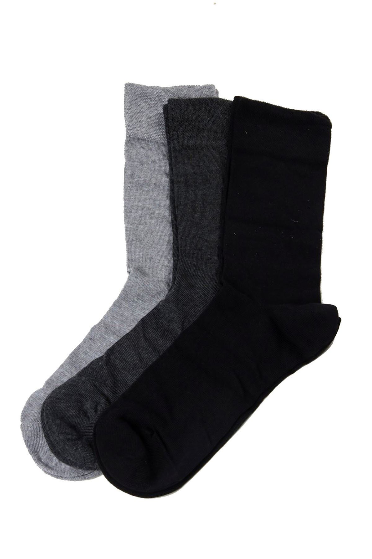 Darkzone Erkek Siyah-Gri-Antrasit 3'lü Soket Çorap