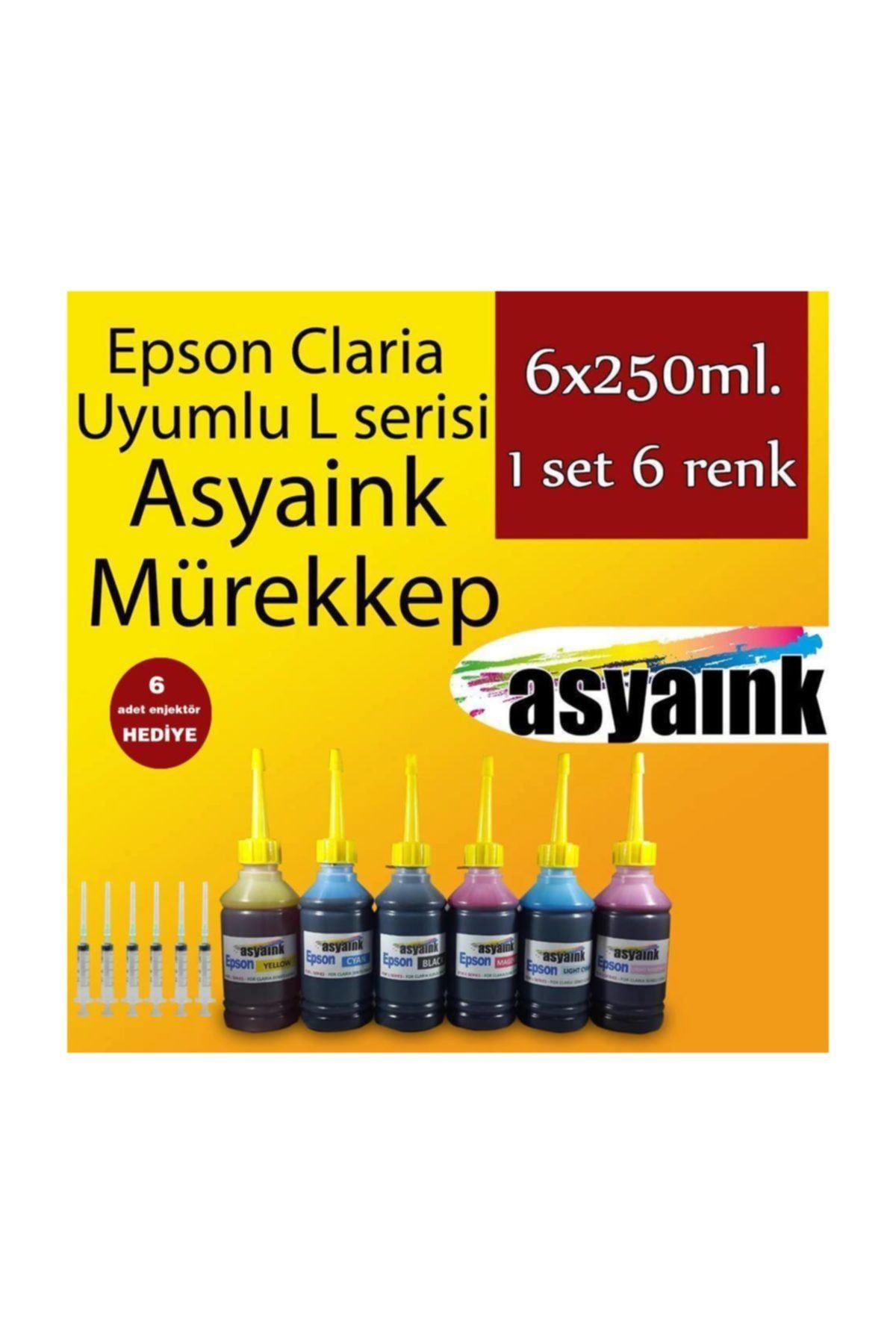 Asyaink For Use In Epson Kartuş Mürekkep Seti 6x250 ml