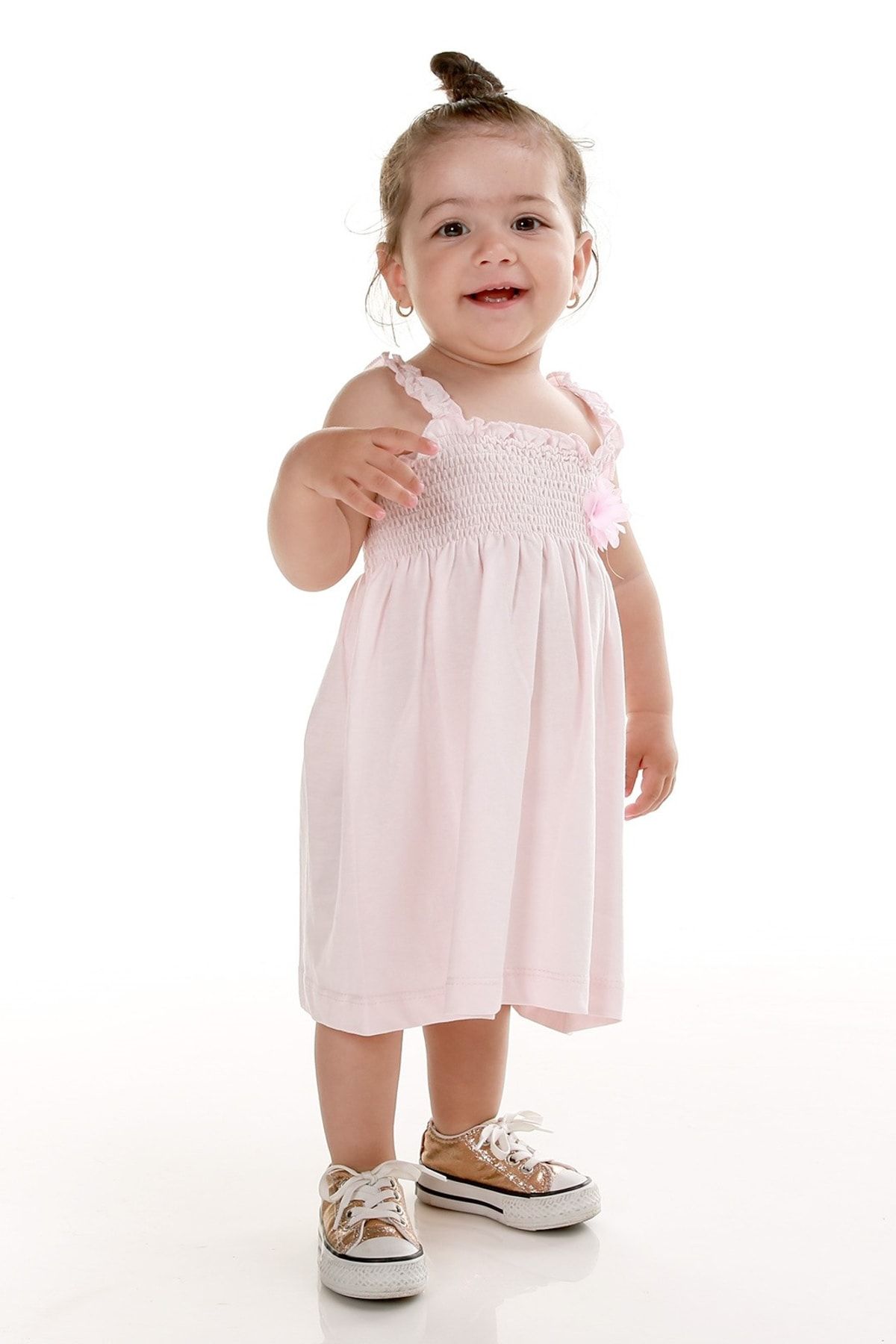 Baby Corner Kız Bebek Kiraz Pembe Askılı Elbise