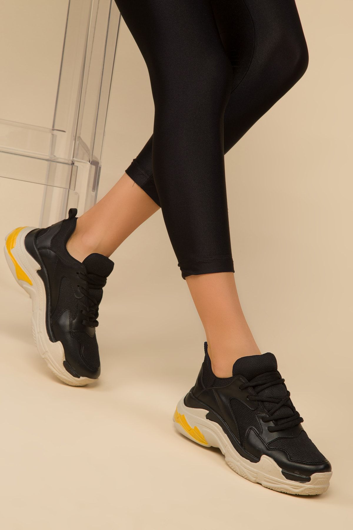 SOHO Siyah Sarı Kadın Sneaker 14249