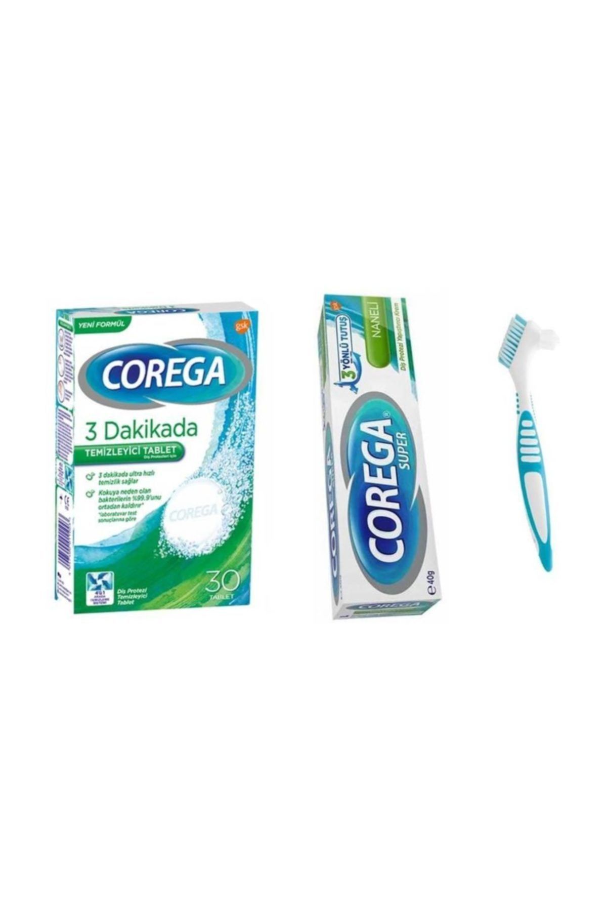 Corega Corega Protez Temizleyici Tablet +yapıştırıcı Krem +fırça