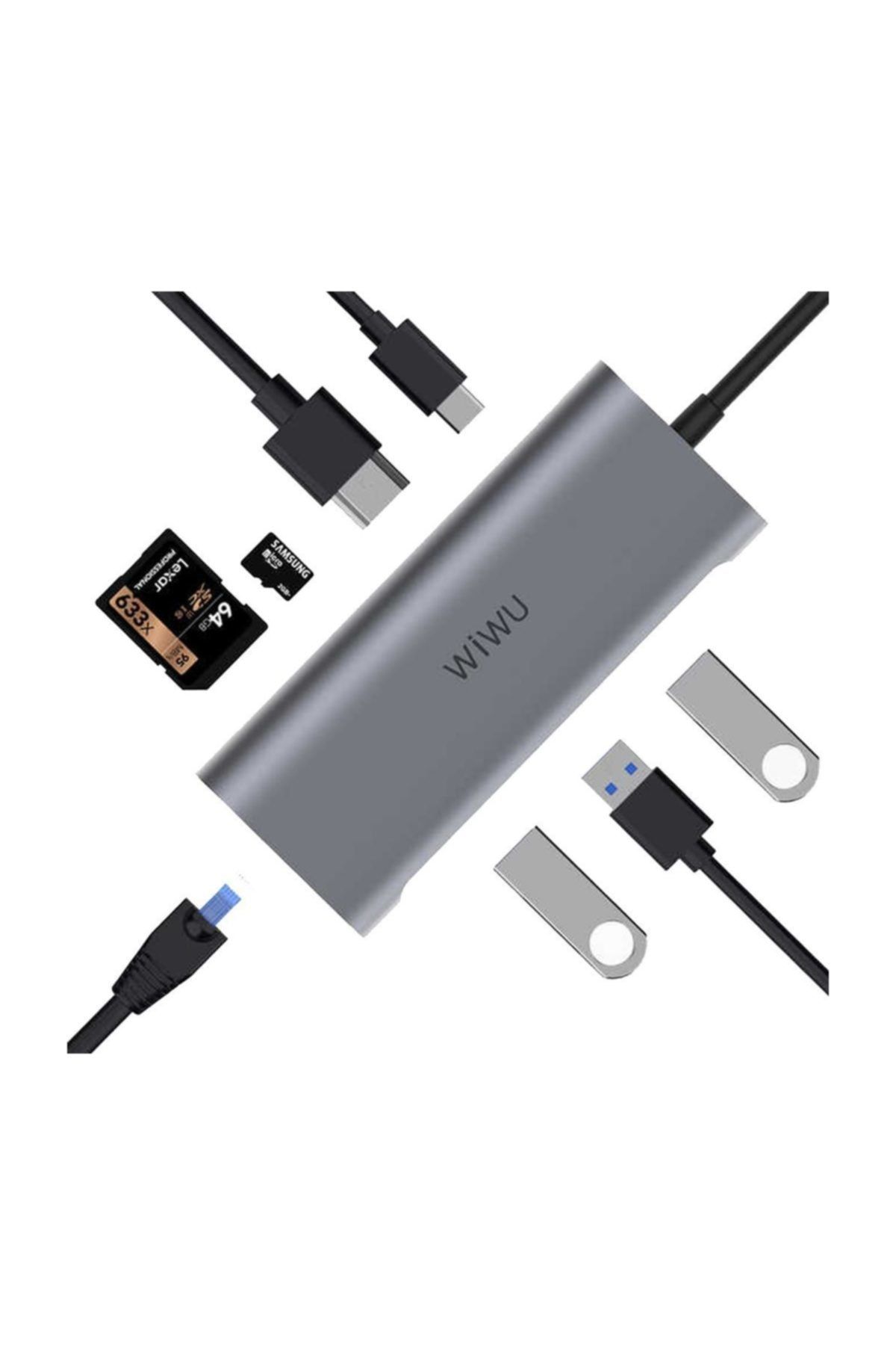 Lopard Wiwu Alpha 831hrt Macbook Usb Çevirici Adaptör Hdmı Ethernet Sd Kart