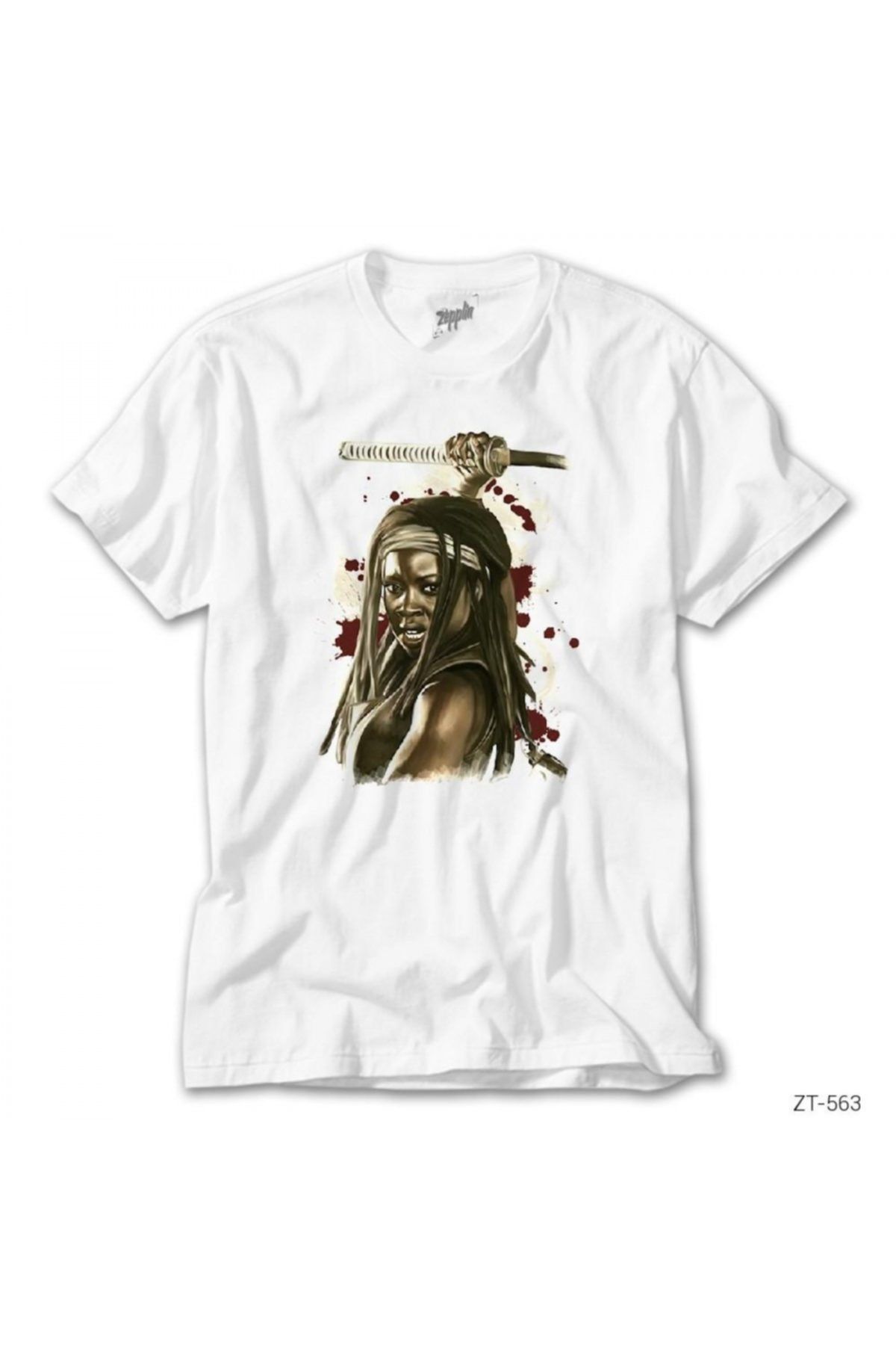 Z zepplin The Walking Dead Michonne Beyaz Tişört