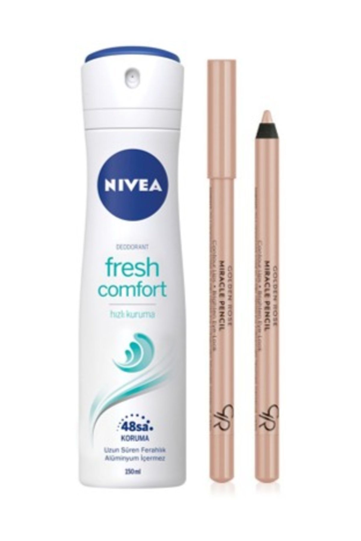NIVEA Kadın Deodorant Fresh Comfort 150 Ml + Golden Rose Göz Ve Dudak Aydınlatıcı Kalem Miracle Pencil