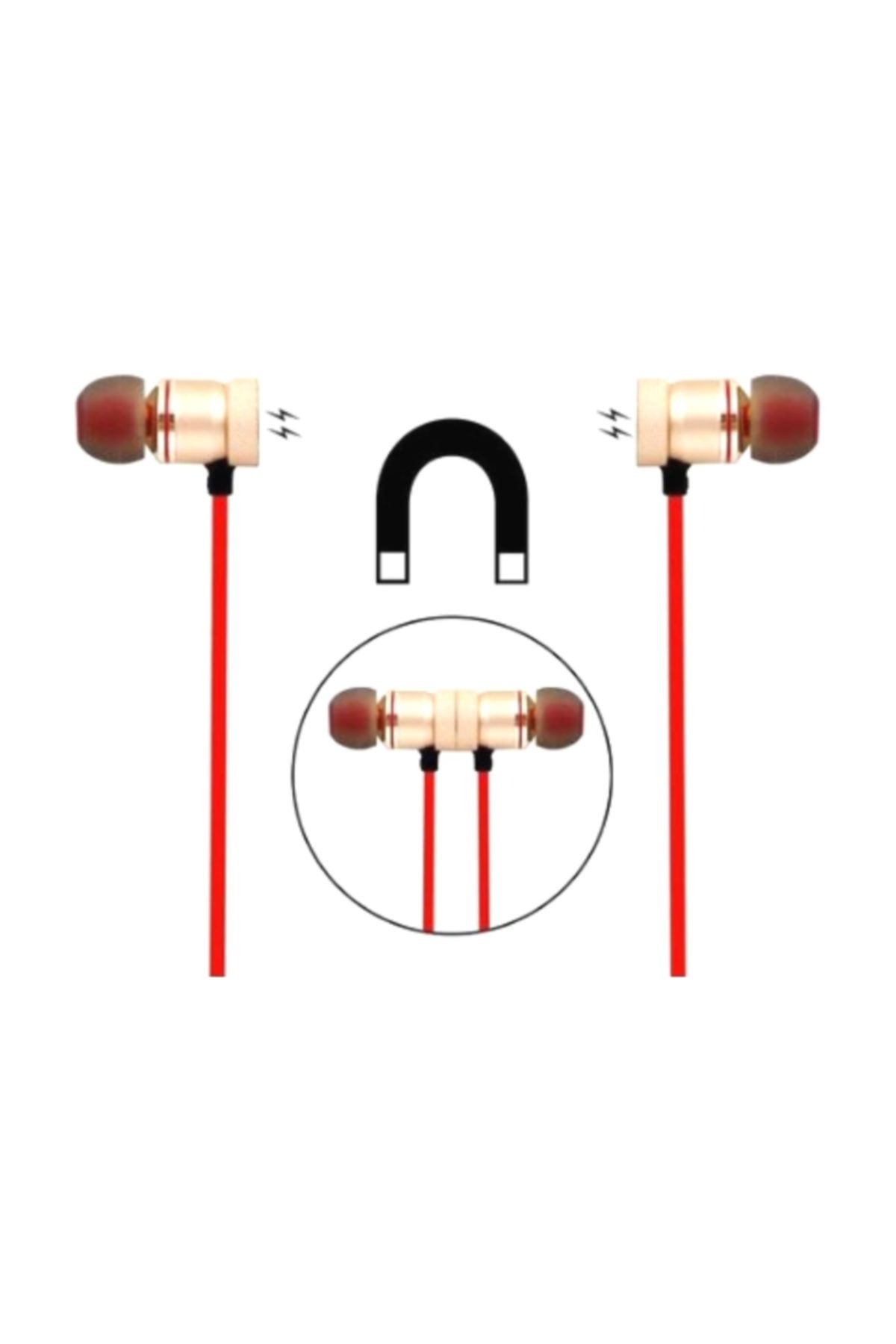 Platoon Mıknatıslı Mikrofonlu Kırmızı Bluetooth Spor Kulaklık