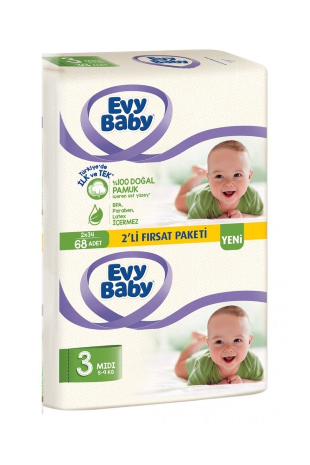 Evy Baby Bebek Bezi 3 Numara 5 - 9 kg 68 Adet