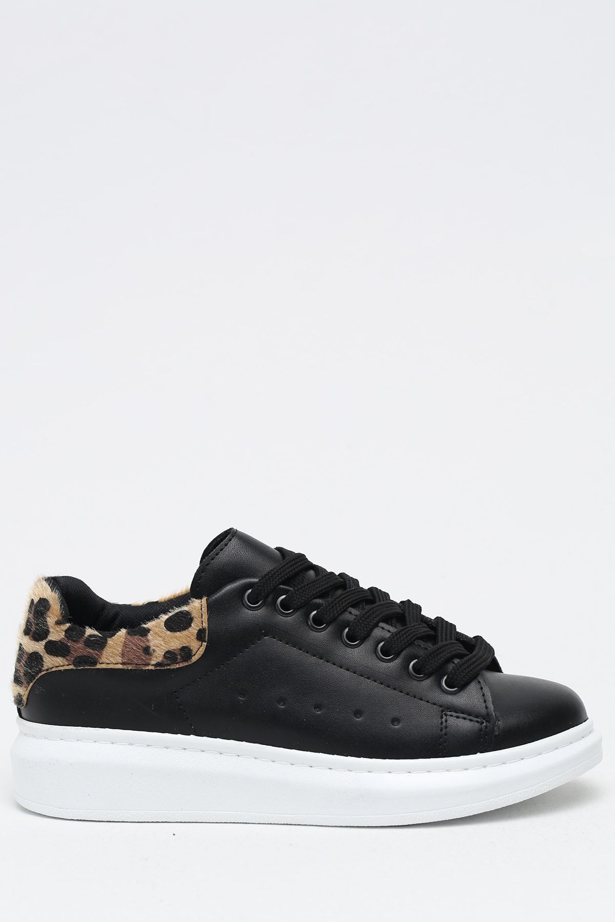 Ayakkabı Fırsatı Siyah Leopar Kadın Sneaker 2020-500
