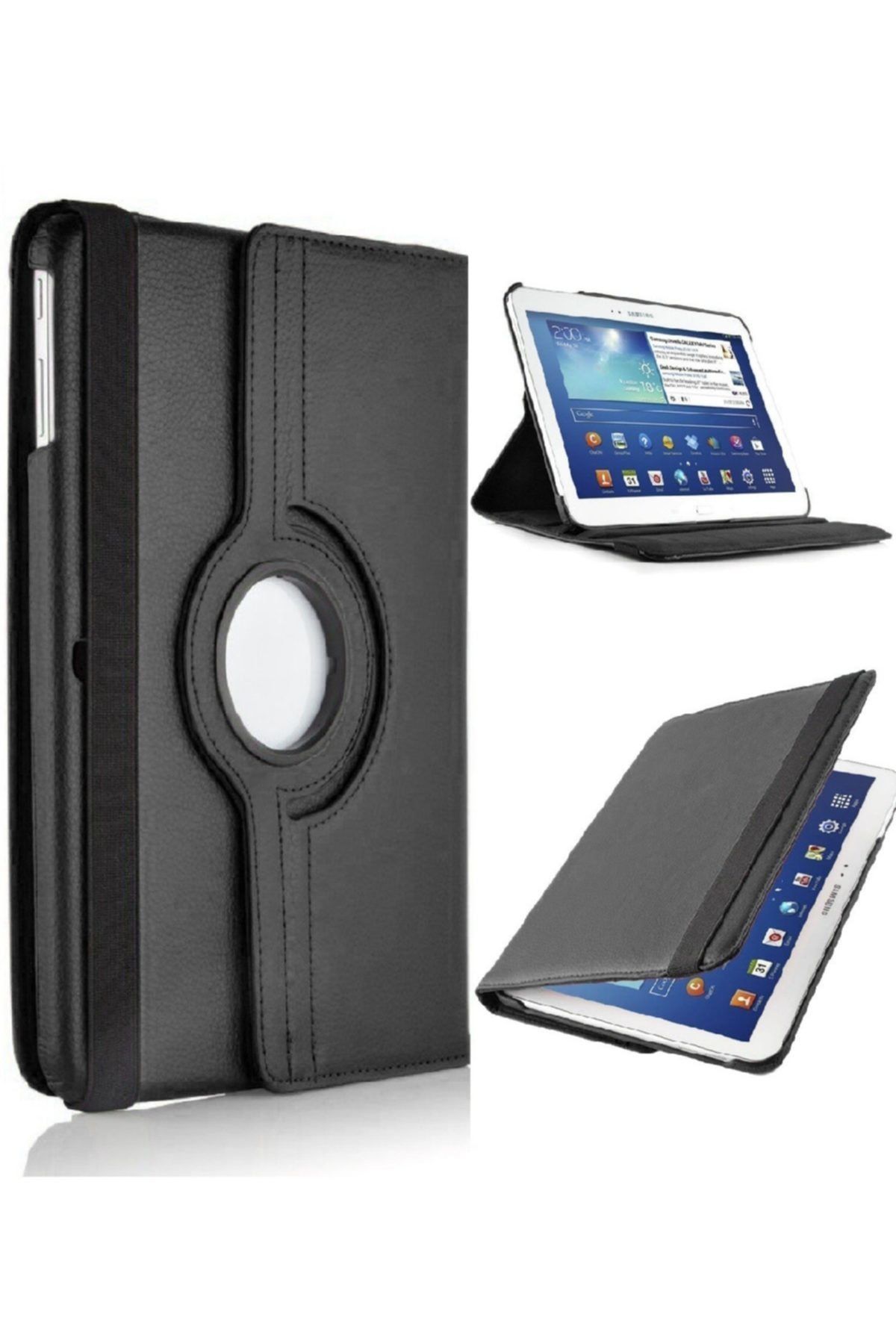 TahTicMer Samsung Galaxy Note Pro 12,2 P900 P902 Tablet Kılıf 360 Dönerli Stand Siyah