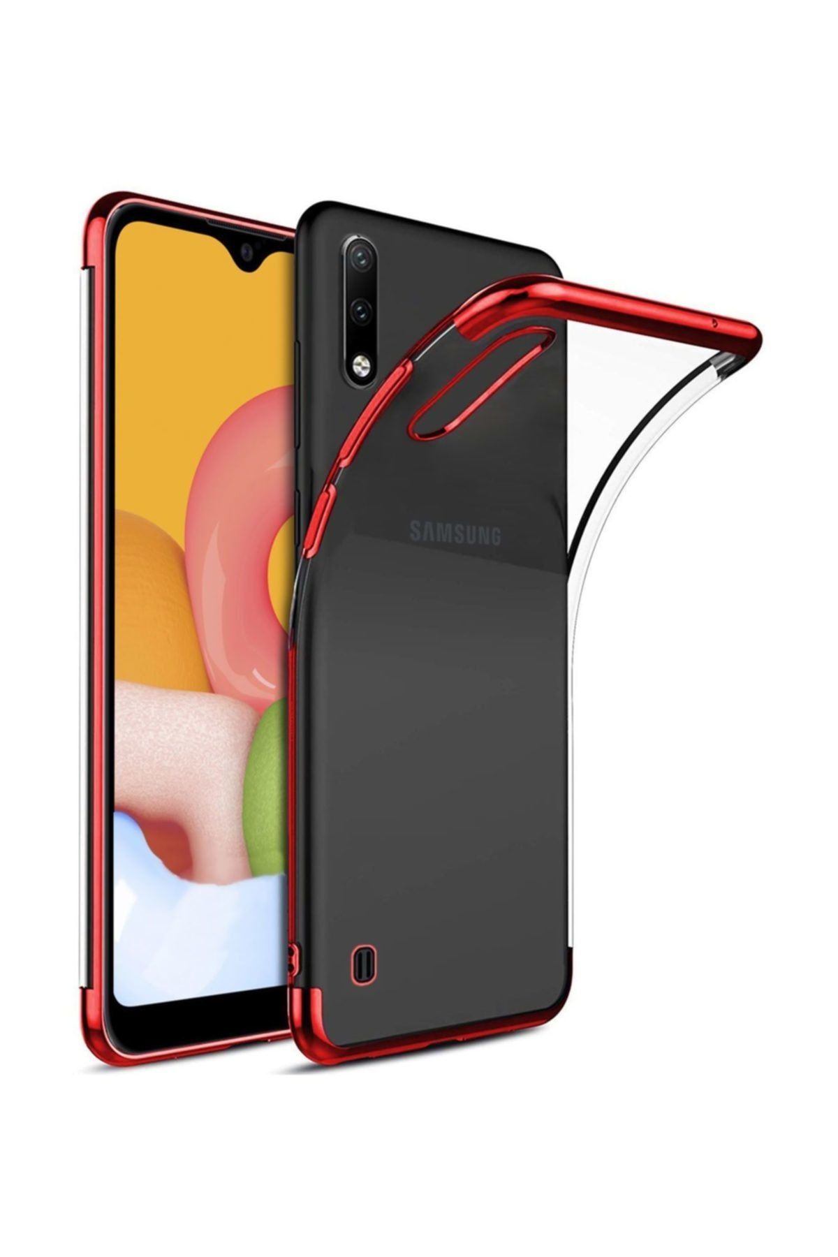 Dijimedia Samsung Galaxy A01 Kılıf Silikon Dört Köşeli Lazer + Nano Cam Ekran Koruyucu