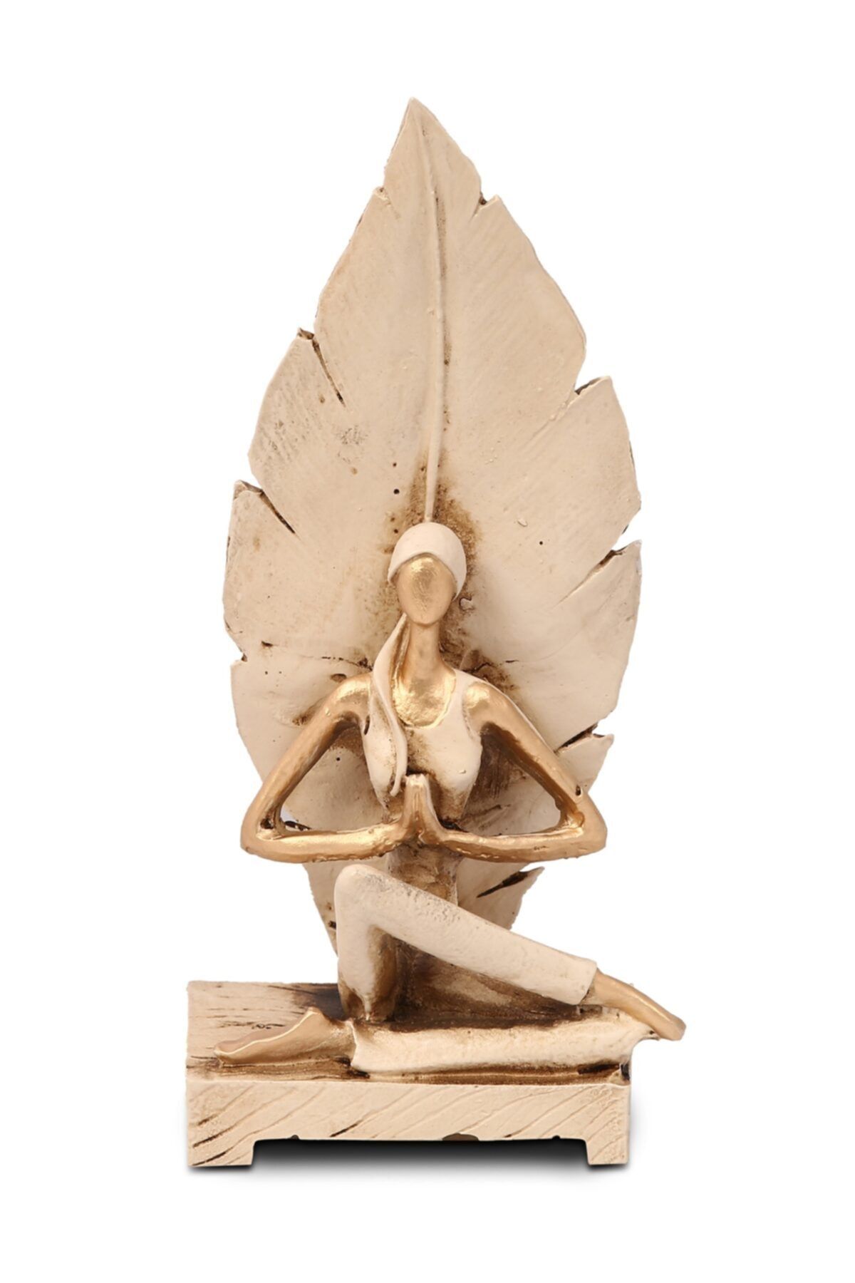 Gift Garden Beyaz Eskitme Yoga Yapan Kadın Figürü 23 Cm