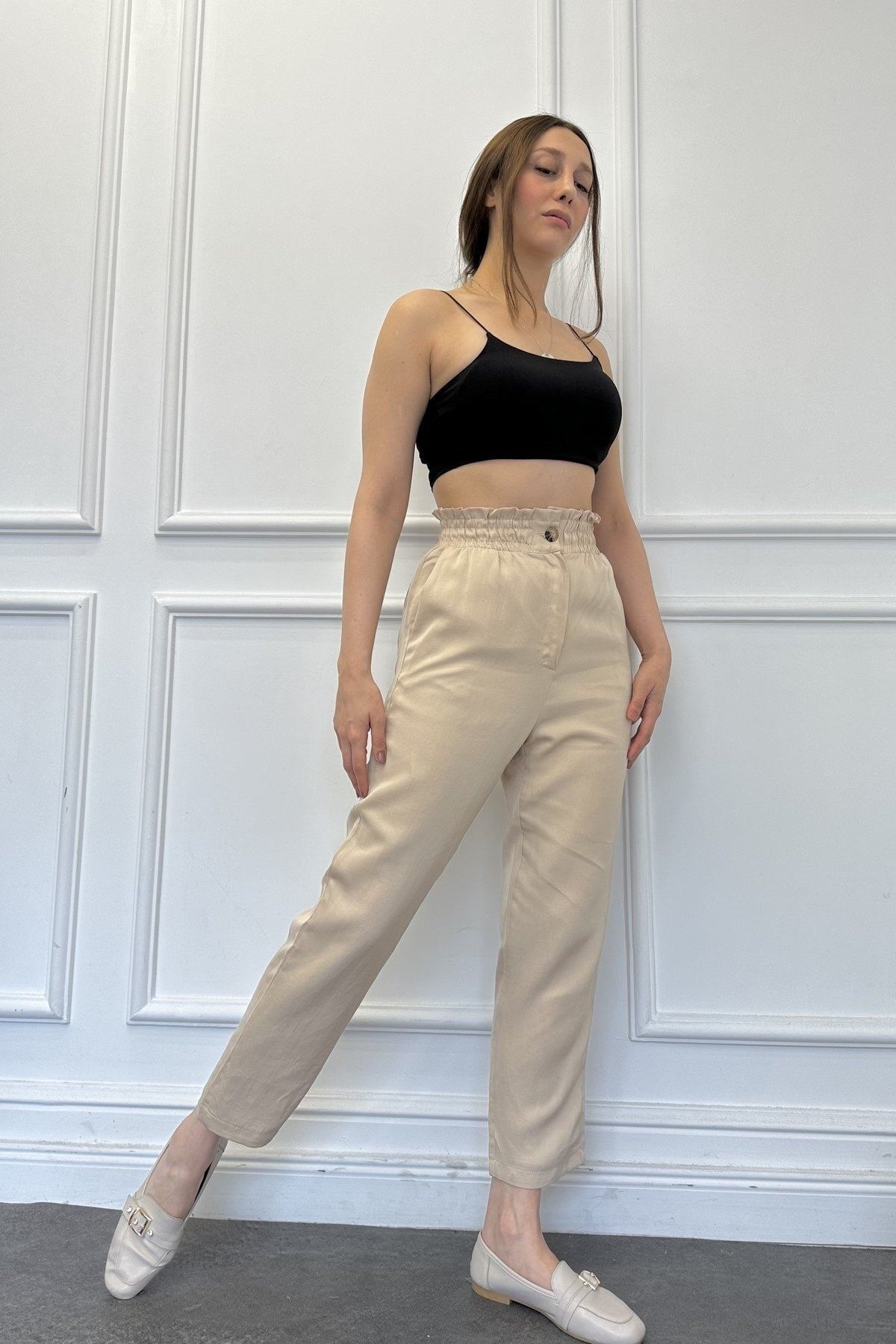 CurcunaShop Beli Lastikli Modal Kumaş Kadın Pantolon