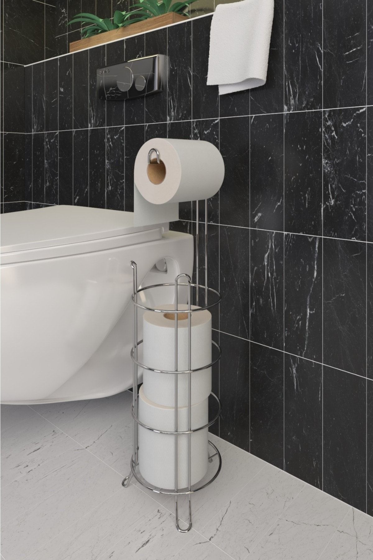 SUNTEL BANYO MUTFAK AKSESUARLARI Tuvalet Kağıtlık Wc Kağıtlığı Tuvalet Kağıdı Standı Yedekli Tuvalet Kağıt Askısı