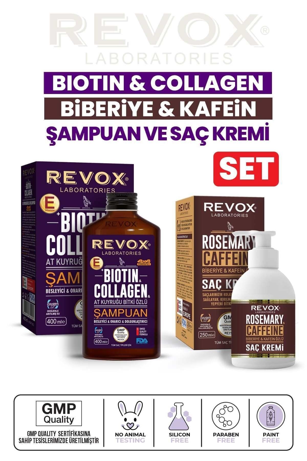 Revox Biotin & Kolajen E Vitamini Destekli Saç Bakım Şampuanı Biberiye Ve Kafein Özlü Saç Kremi