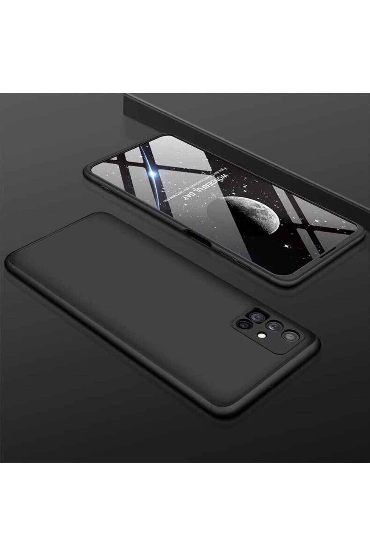 Nezih Case Samsung Galaxy M51 360 Tam Koruma 3 Parça Slim Sert Silikon Kılıf (Ultra İnce) Siyah