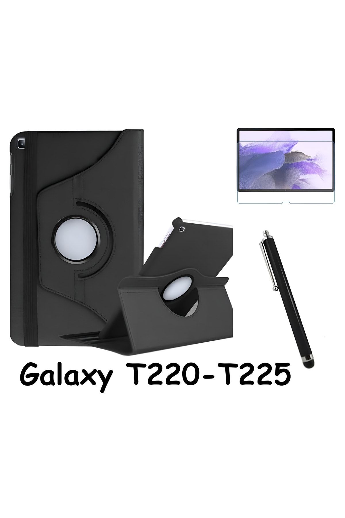 AQUA AKSESUAR Samsung Galaxy A7 Lite T220-T225 Dönerli Deri Tablet Kılıfı + Ekran Koruma + Kalem