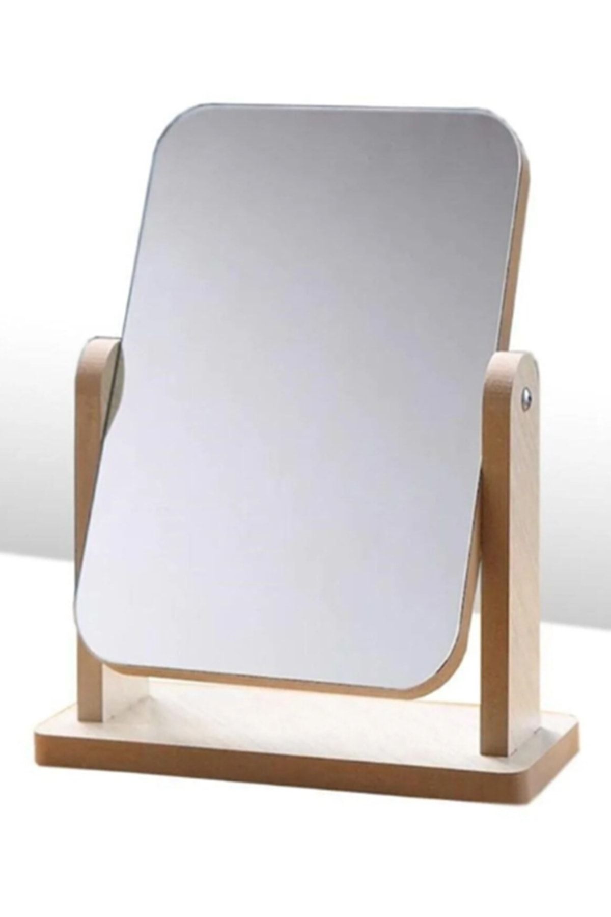gaman Dikdörtgen Masaüstü Ahşap Tasarımlı Şık Makyaj Aynası Make Up Mirror Nostaljik Makyaj Aynası