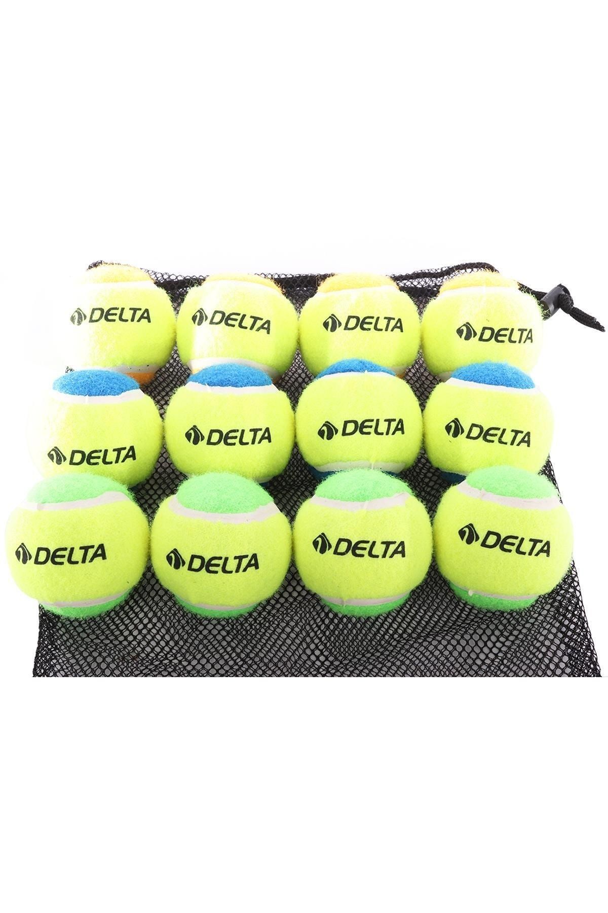 Delta Başlangıç Seviye Özel Filesi Sayesinde Pratik Taşınabilir 12 Adet Antrenman İçin Tenis Topu