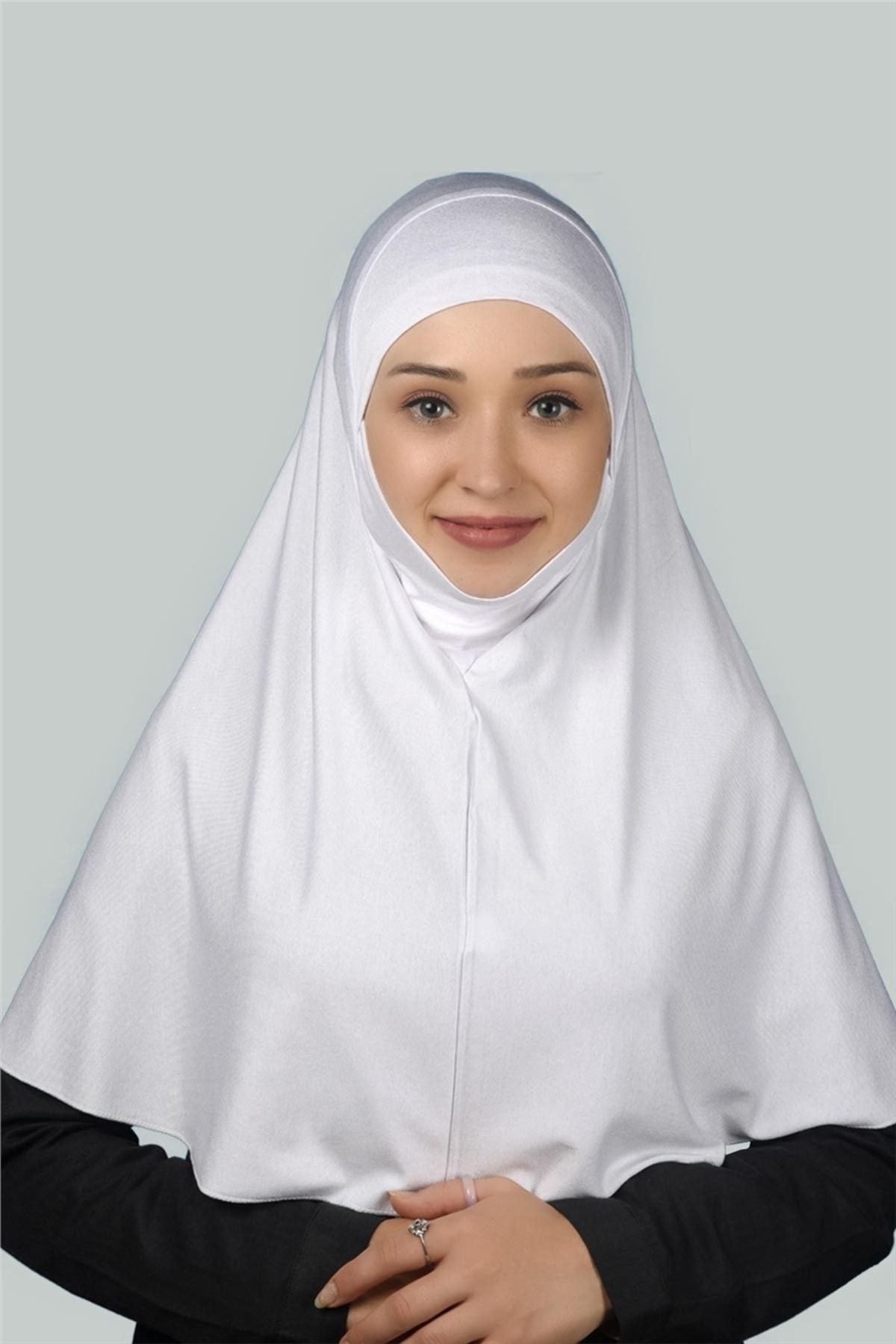 Altobeh Hazır Türban Peçeli Pratik Eşarp Tesettür Nikaplı Hijab - Namaz Örtüsü Sufle (XL) - Beyaz