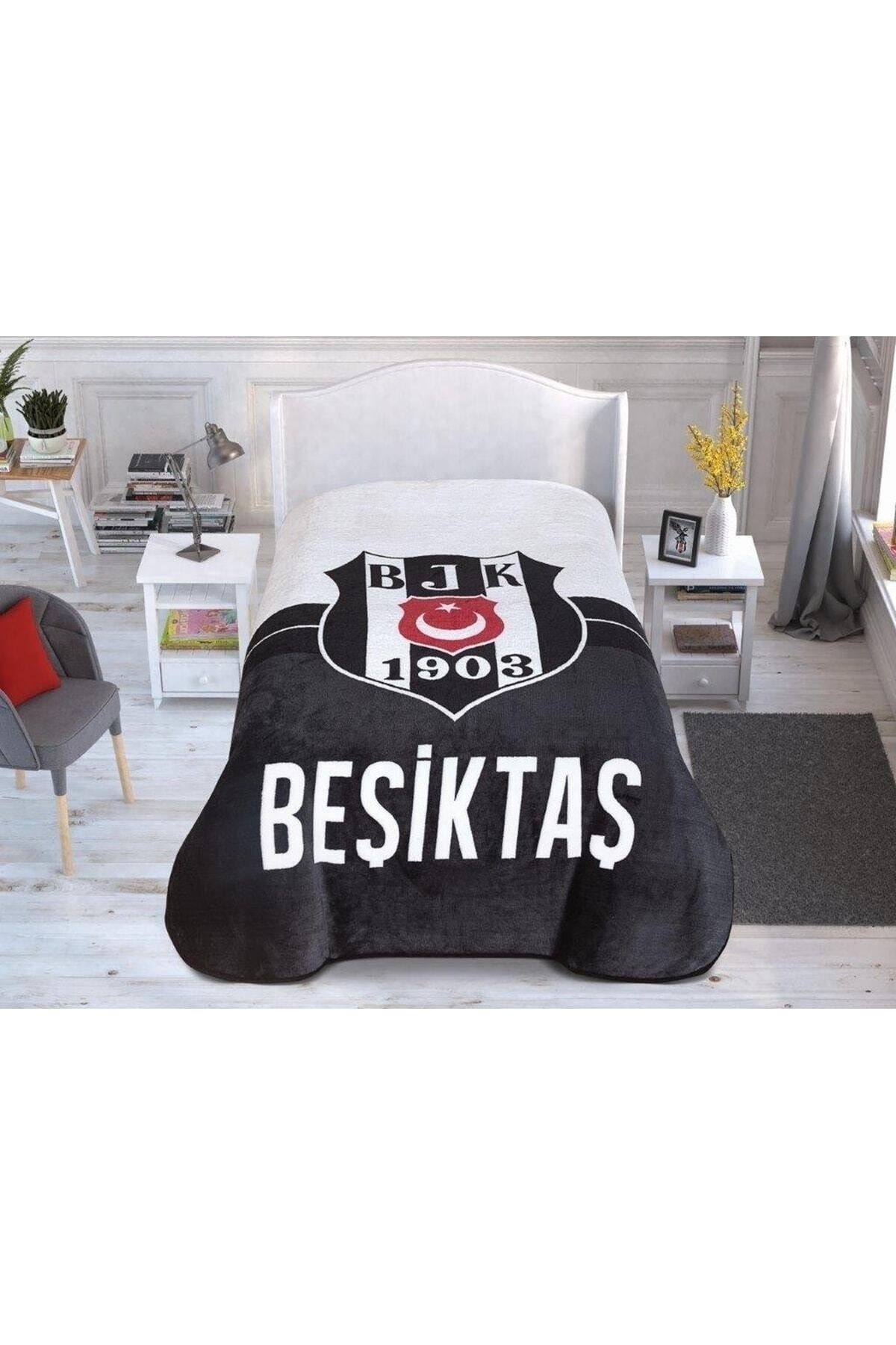 Taç Lisanslı Tek Kişilik Battaniye Beşiktaş 1903 Logo