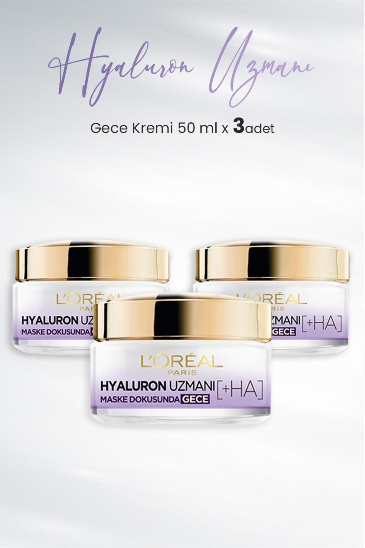 L'Oreal Paris Loreal Paris Hyaluron Uzmanı Nemlendirici Krem Gece 50 ml x 3 Adet