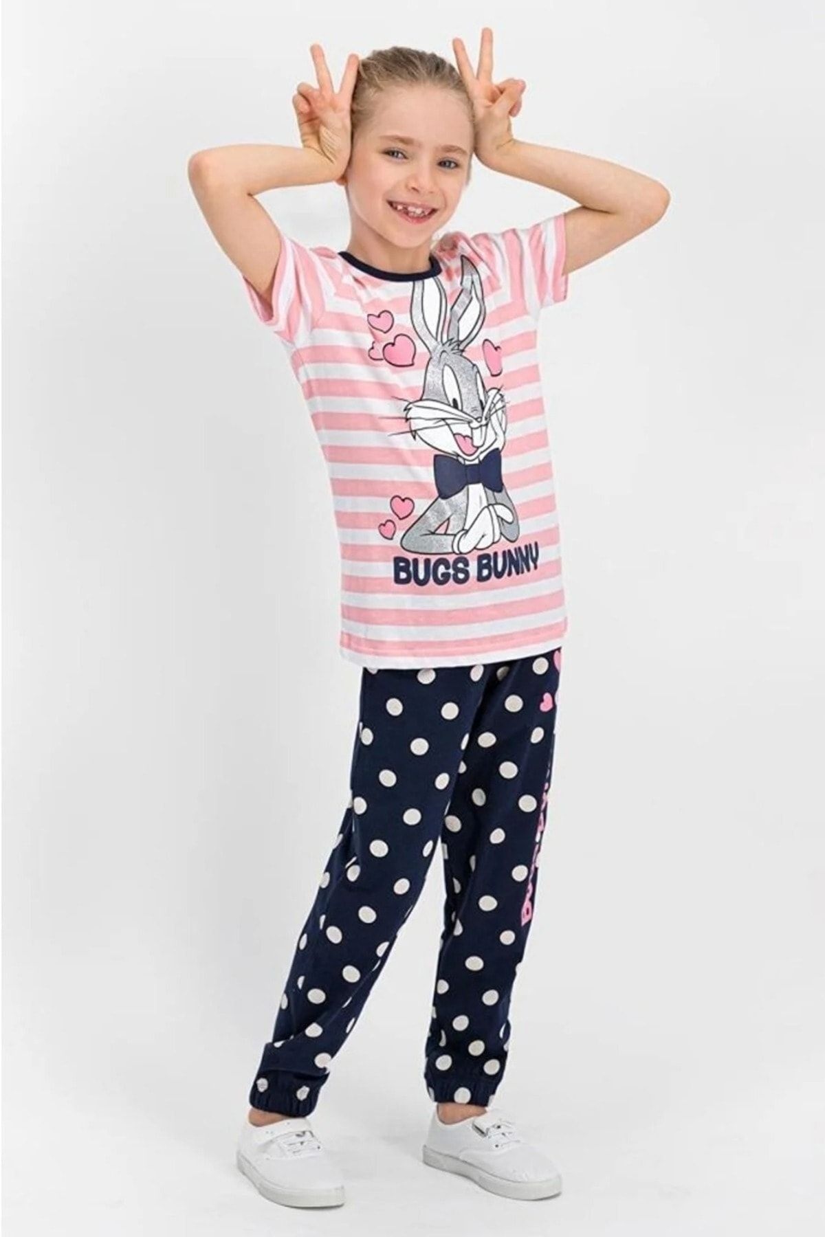 Lola & Bugs Bunny Bugs Bunny Lisanslı Şeker Pembe Kız Çocuk Pijama Takımı