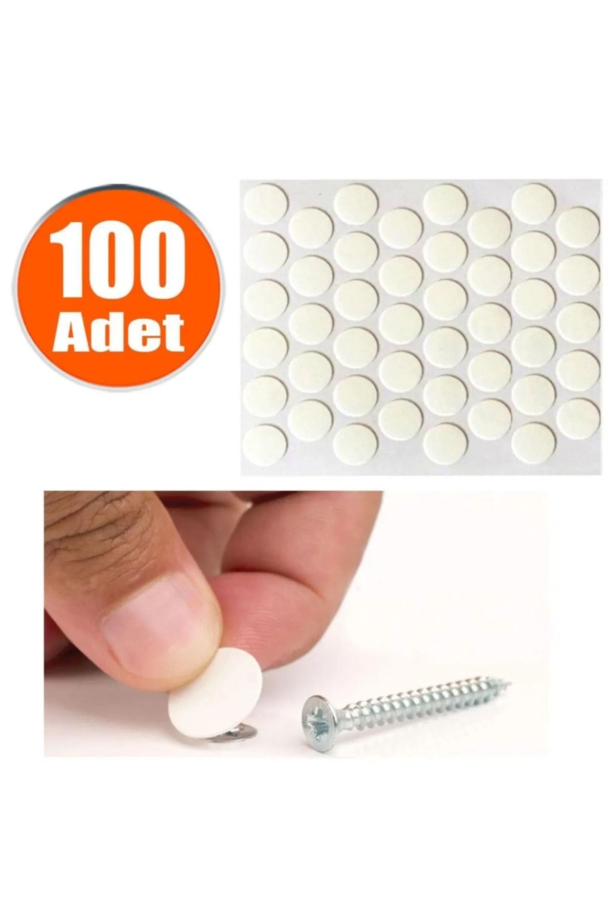 Genel Markalar Yapışkanlı Vida Tapası Tıpası Beyaz Vida Kapatıcı Kapağı (100 Adet) - Tamir Bandı - BEYAZ