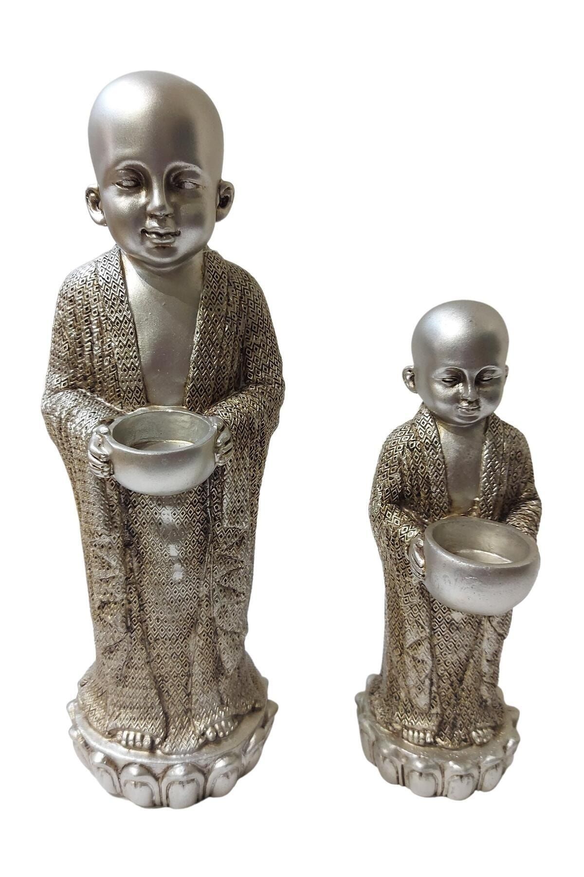 Biev Biev Buda İkili Mumluk Gümüş