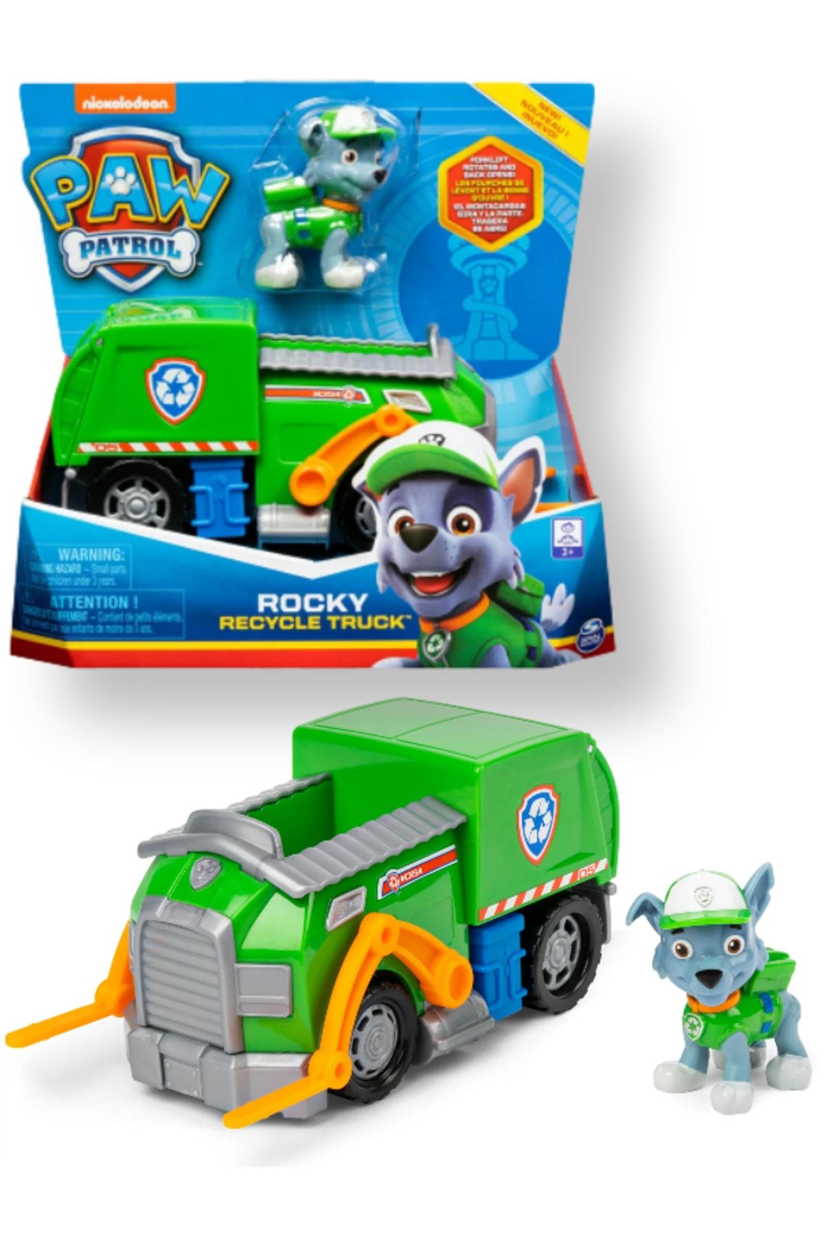 PAW PATROL Rocky' nin Koleksiyon Figürlü Geri Dönüşüm Kamyonu Aracı SPM-6052310