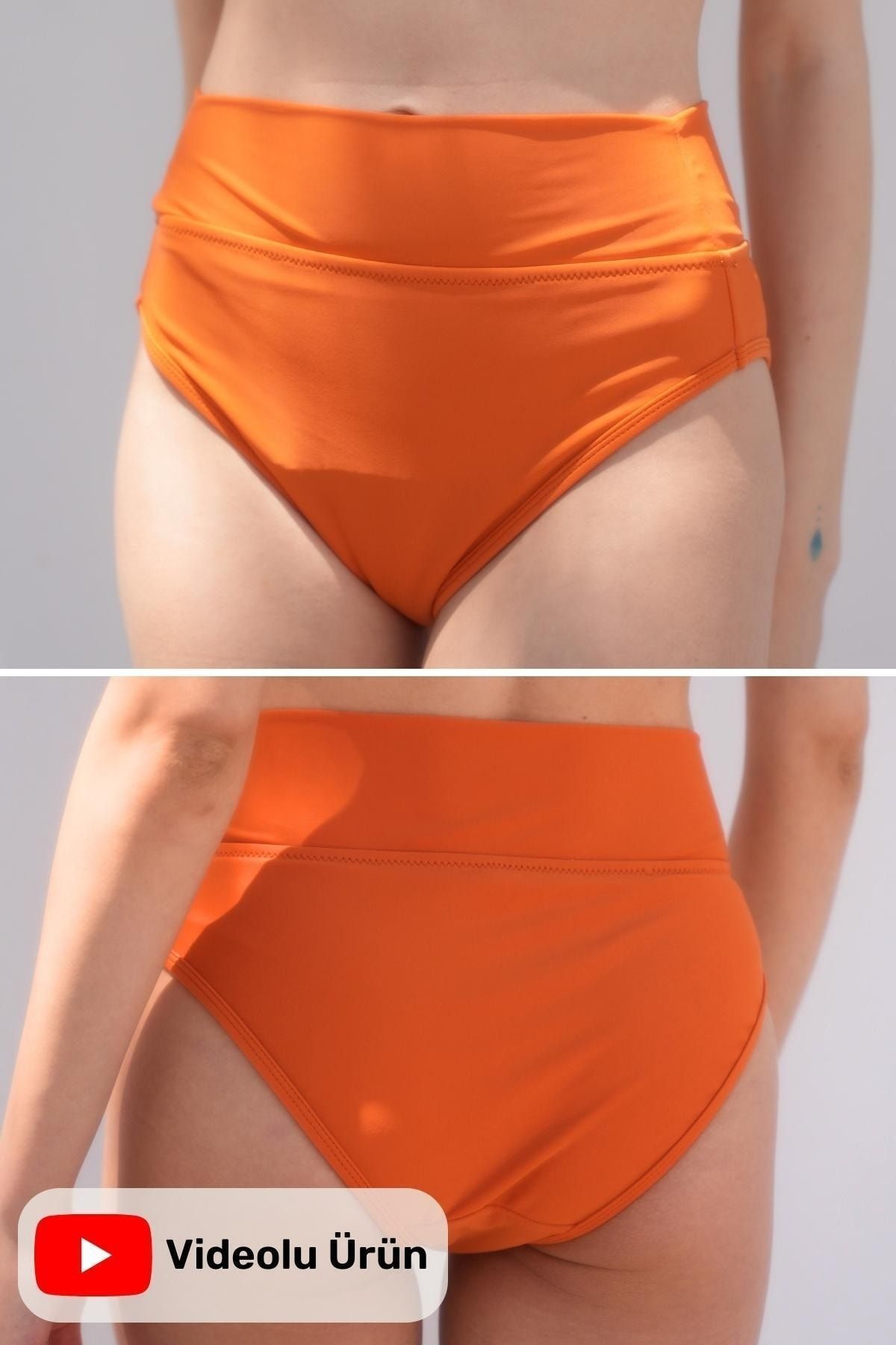 PEDDON Regl Dönemine Özel Konforlu Pedkini Mayo Altı Süper Emici Yüksek Bel Bikini Altı Turuncu Regl Mayosu