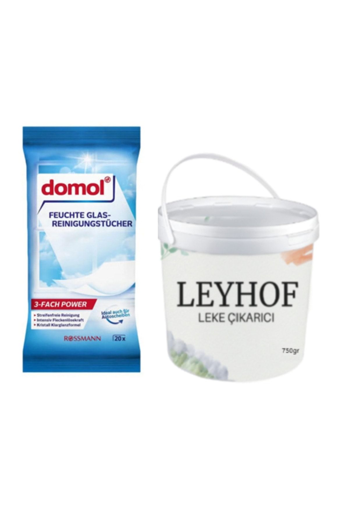 Domol Islak Temizlik Bezi Cam & Parlak Yüzeyler Için + Leyhof Beyazlar için Leke Çıkarıcı Toz Oxi 750gr